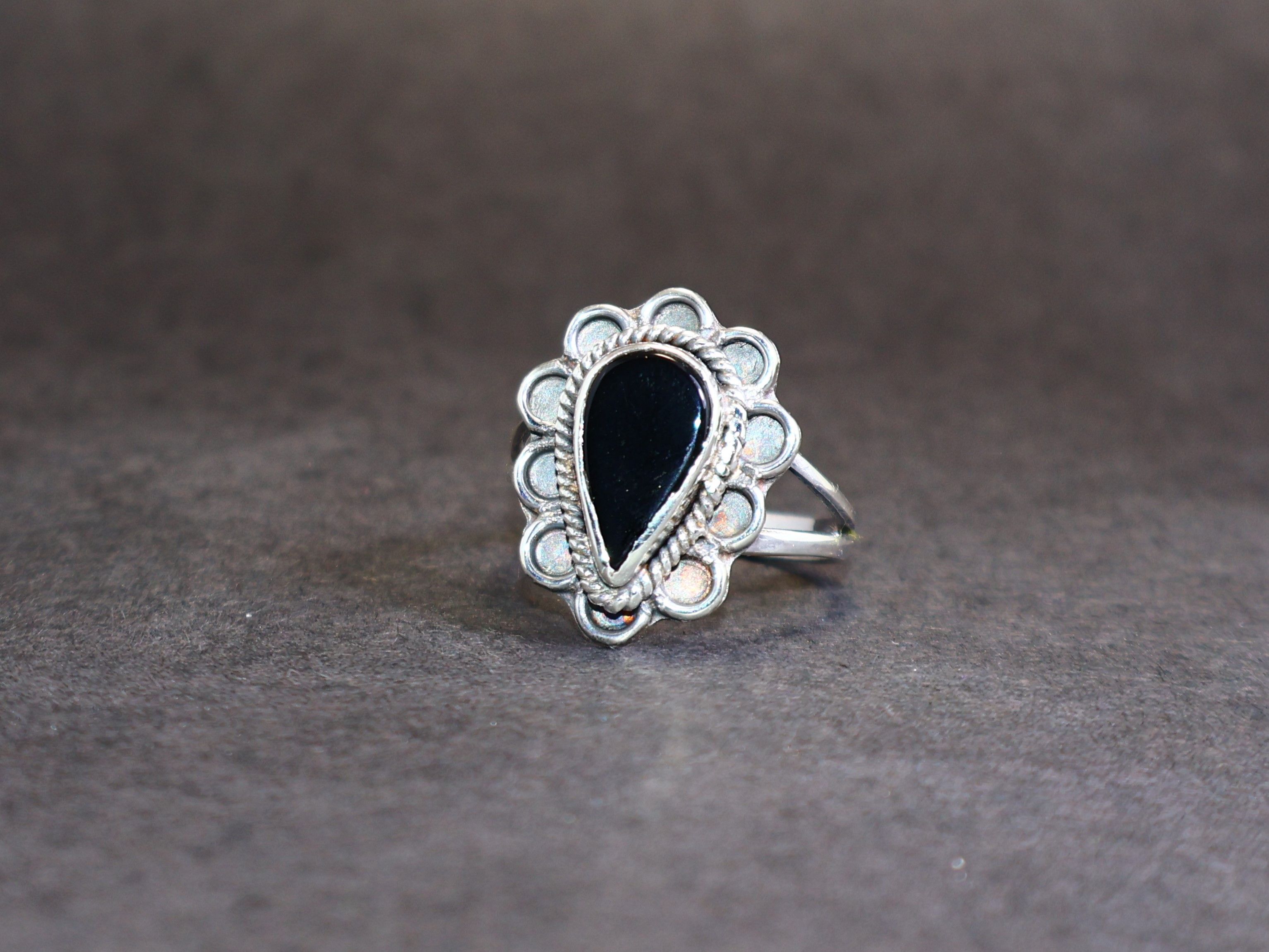 Handmade Natural Black Onyx Ring, 925 Sterling Silver Handmade Ring, Size ONE SIZE - 2 Thumbnail