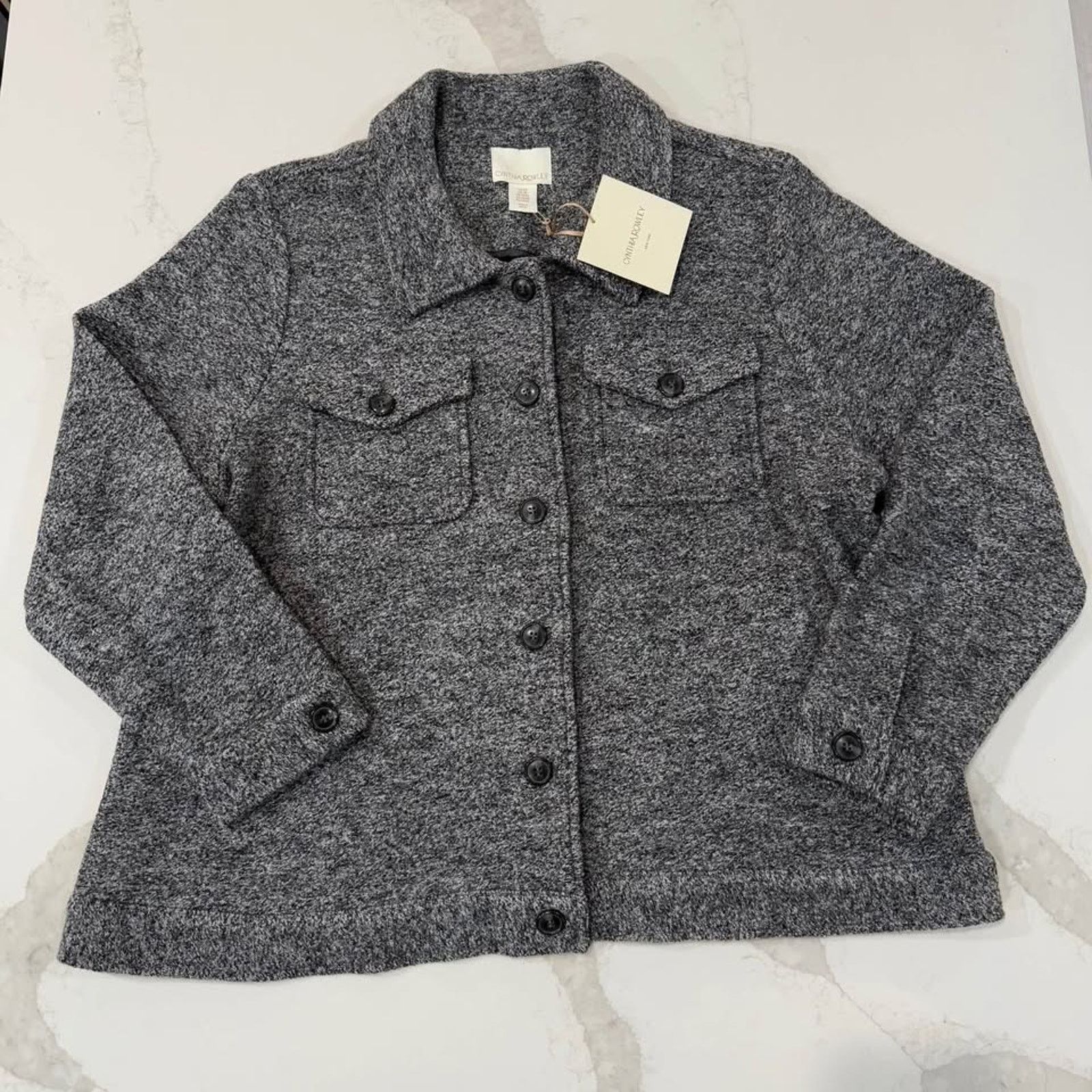Cynthia Rowley Cynthia Rowley NWT Button Up Jacket Gray Wool/Rayon Women 2X Size XXL / US 16-18 / IT 52-54 - 1 Thumbnail