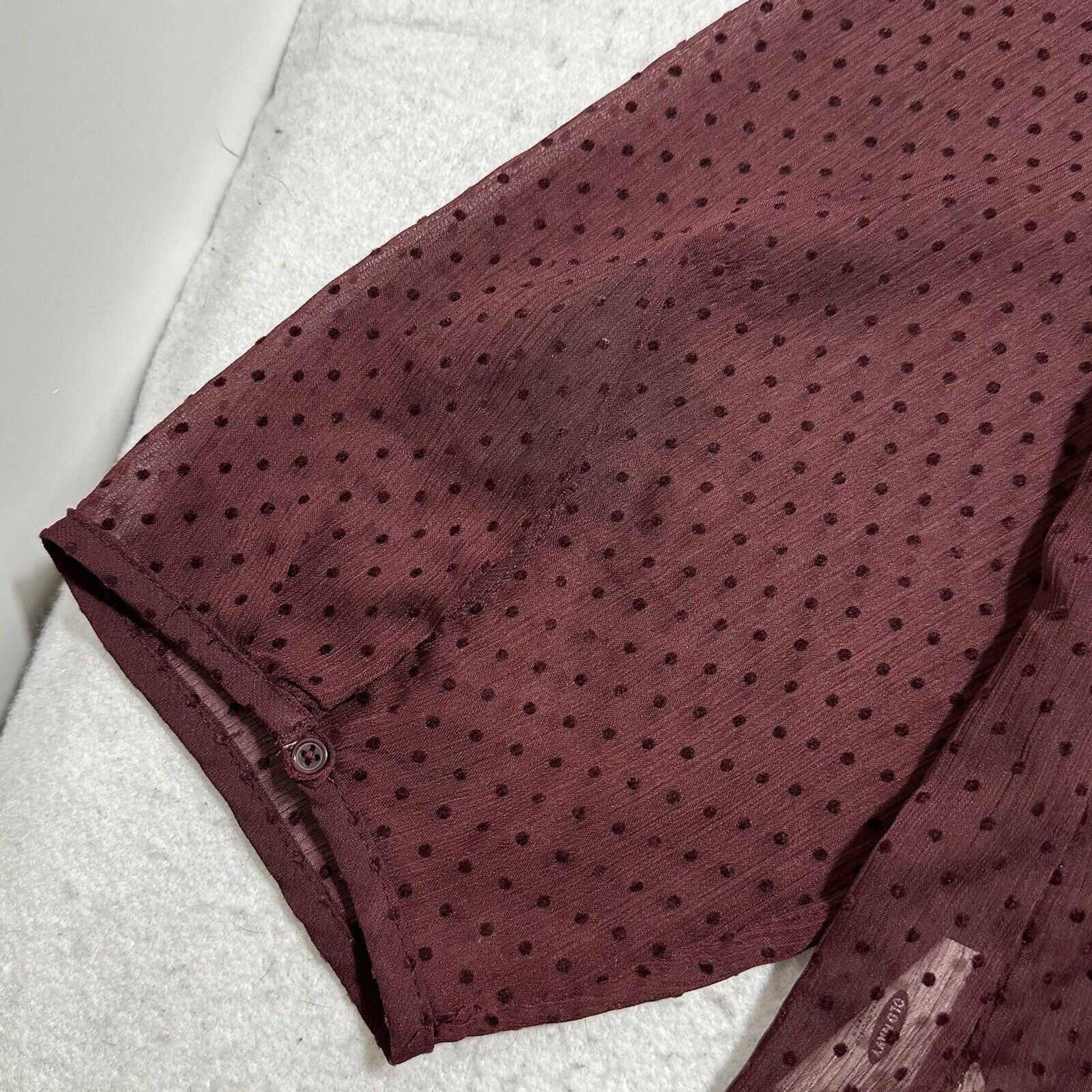Old Navy Old Navy XXL Relaxed Crepe Burgundy Polka Dot Sheer Blouse Size XXL / US 16-18 / IT 52-54 - 6 Thumbnail