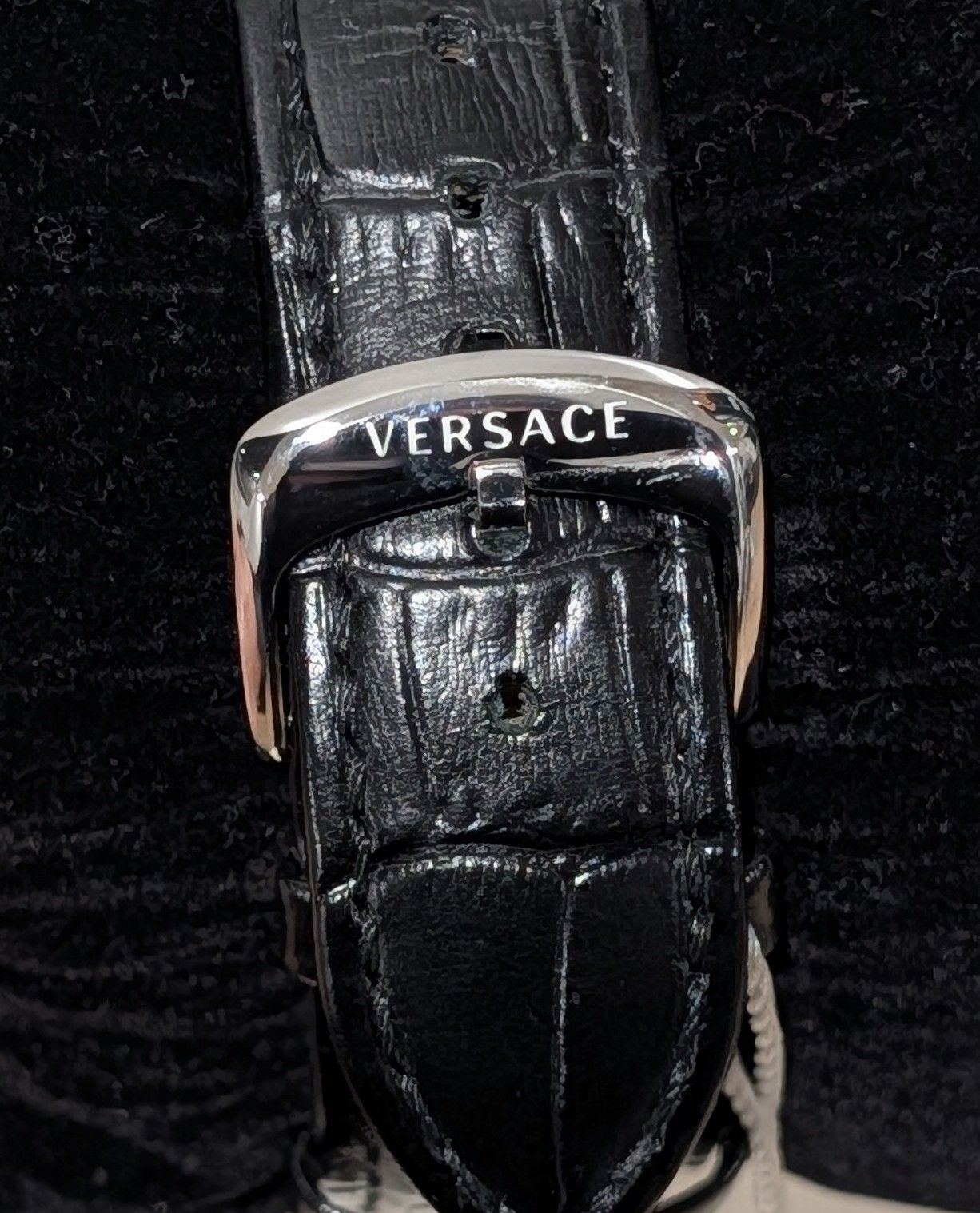 Versace VERSACE Icon Leather Strap Watch Black/Stainless Steel 42mm Size ONE SIZE - 4 Thumbnail