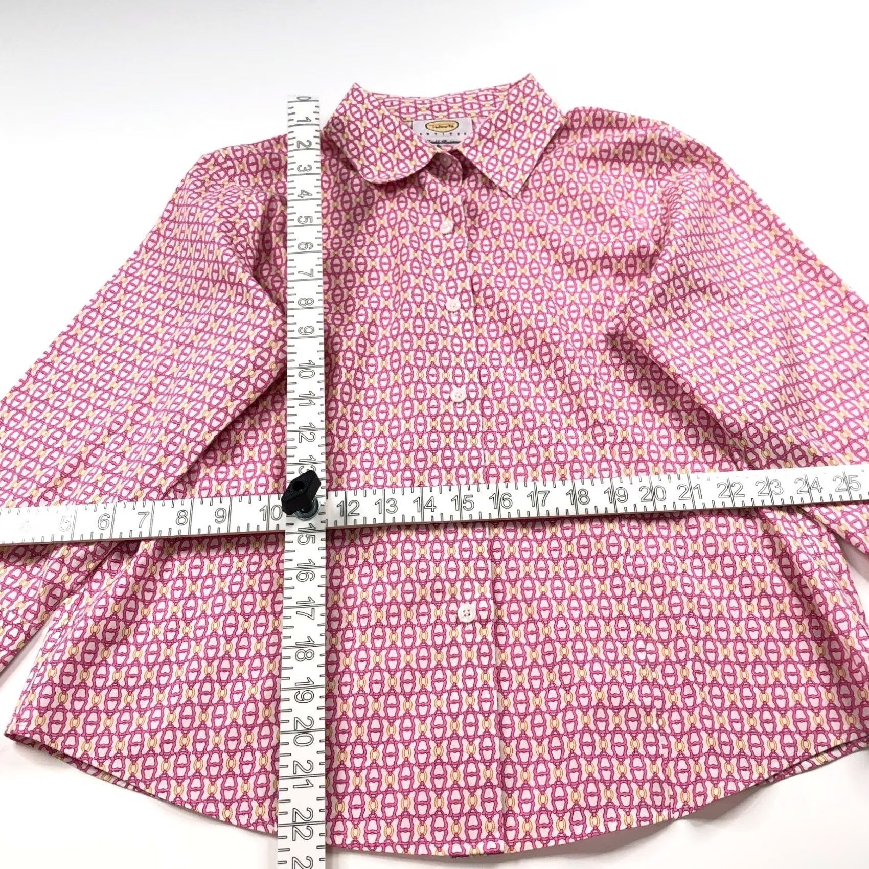 Talbots Talbots Petite 10 Shirt Pink Long Sleeve Button-Up VTG Chain Link Casual Womens 10P MINT Size L / US 10 / IT 46 - 3 Thumbnail