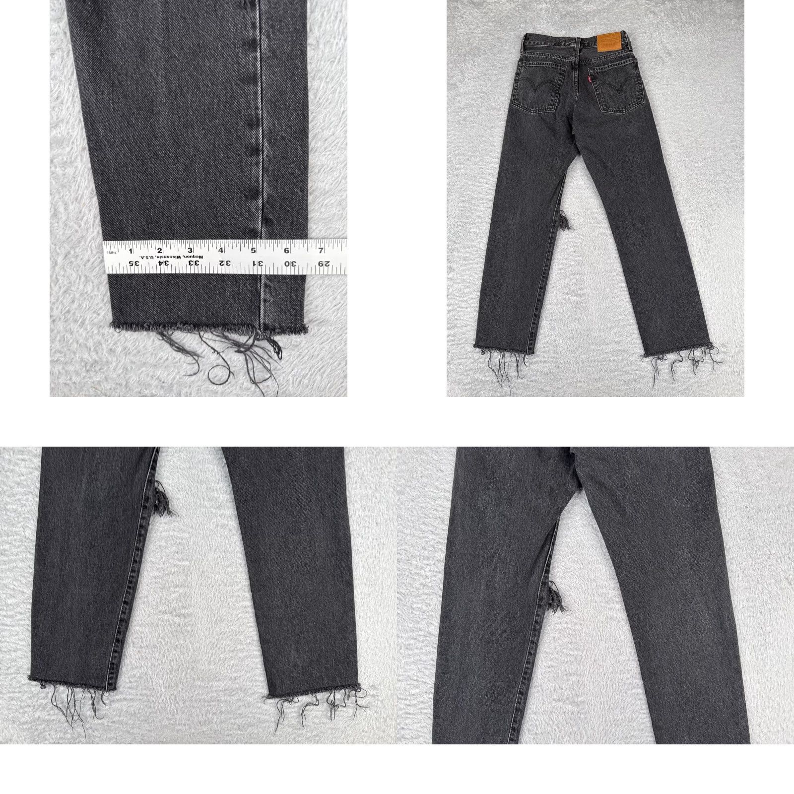 Levi's VINTAGE Levis Premium Jeans Womens 23 Black Denim Big E Wedgie Straight Mid Rise 23x24 Size 40" / US 18 - 10 Thumbnail
