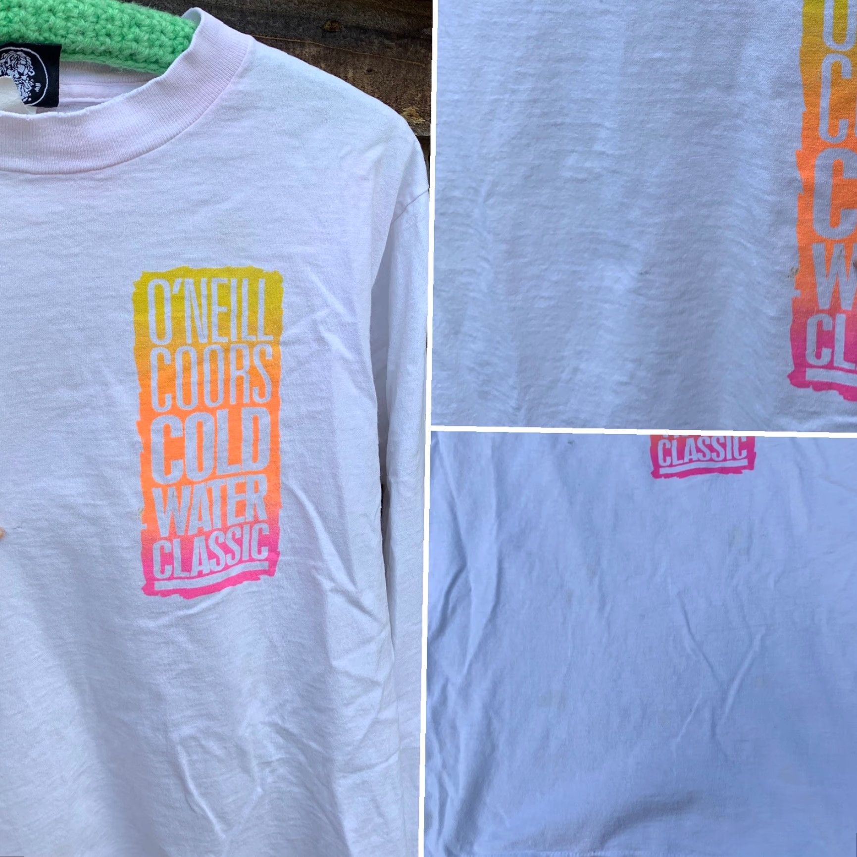 Vintage VINTAGE O’Neill T-Shirt Long Sleeve Surf 1988 Coors Cold Water Classic White Cotton Mens L 80s Beach California Graphic Print Size US L / EU 52-54 / 3 - 6 Thumbnail
