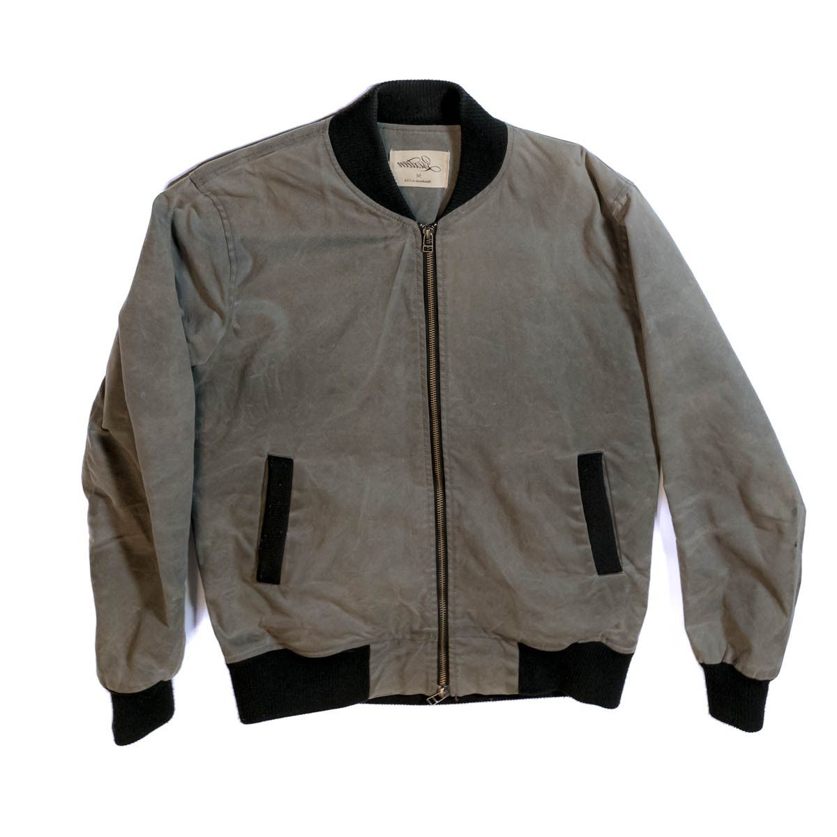 image of 3Sixteen Waxed Canvas Stadium Jacket in Grey, Men's (Size Small)