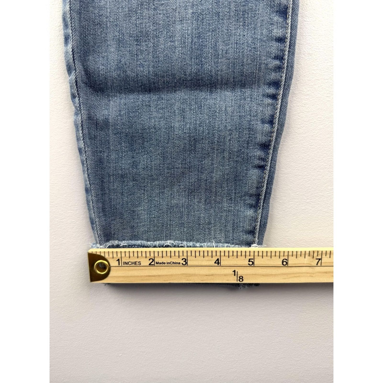 NYDJ NYDJ Jeans Skinny Ankle 10 Womens Blue Mid Rise Denim Fringe Hem Slim Pocket 5-Pocket Zipper Stretch Cotton Blend 27in Inseam Size 32" / US 10 / IT 46 - 6 Thumbnail