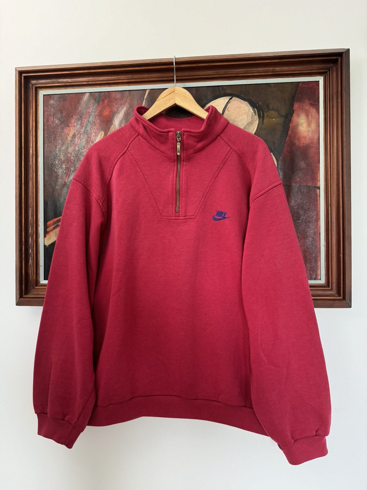 Nike Nike Vintage 90s Mini Swoosh 1/4 Zip Red Streetwear Hype Size US L / EU 52-54 / 3 - 2 Thumbnail
