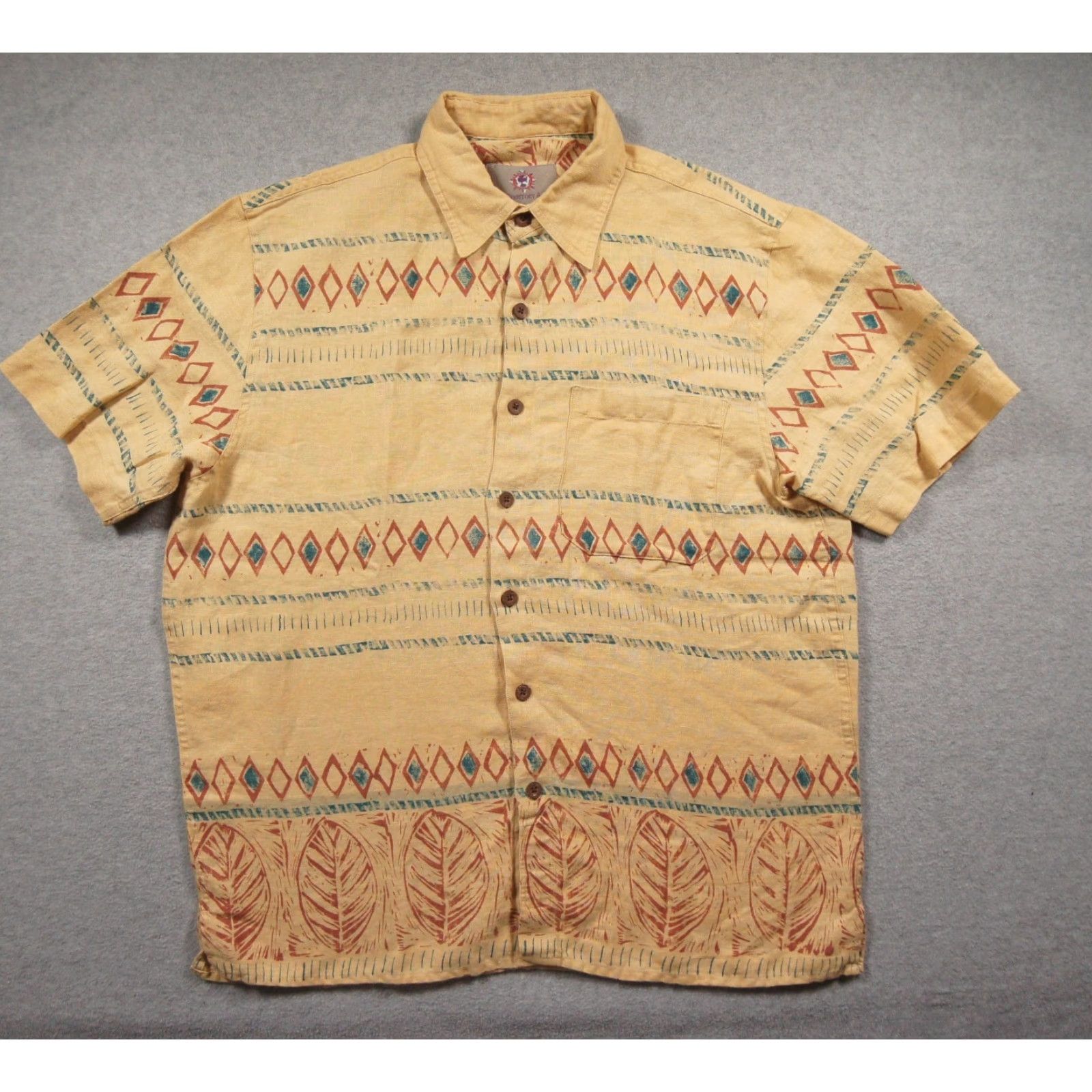 The Territory Ahead The Territory Ahead Shirt Mens Medium Yellow Button Down Linen Southwestern Size US M / EU 48-50 / 2 - 2 Thumbnail
