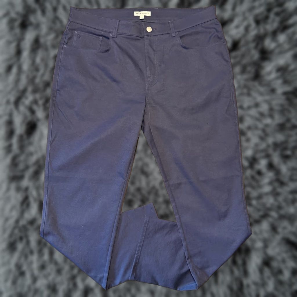 Peter Millar Crown Sport Mens Chino Golf Pants Straight Leg Flat Front Blue 35x30 Regular Menswear Golf