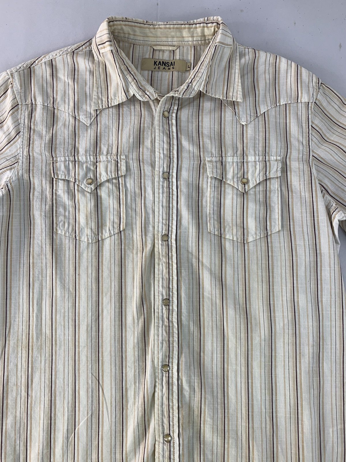 Kansai Yamamoto Hype Kansai Jeans Kansai Yamamoto Striped Button Up Shirt Size US L / EU 52-54 / 3 - 2 Thumbnail
