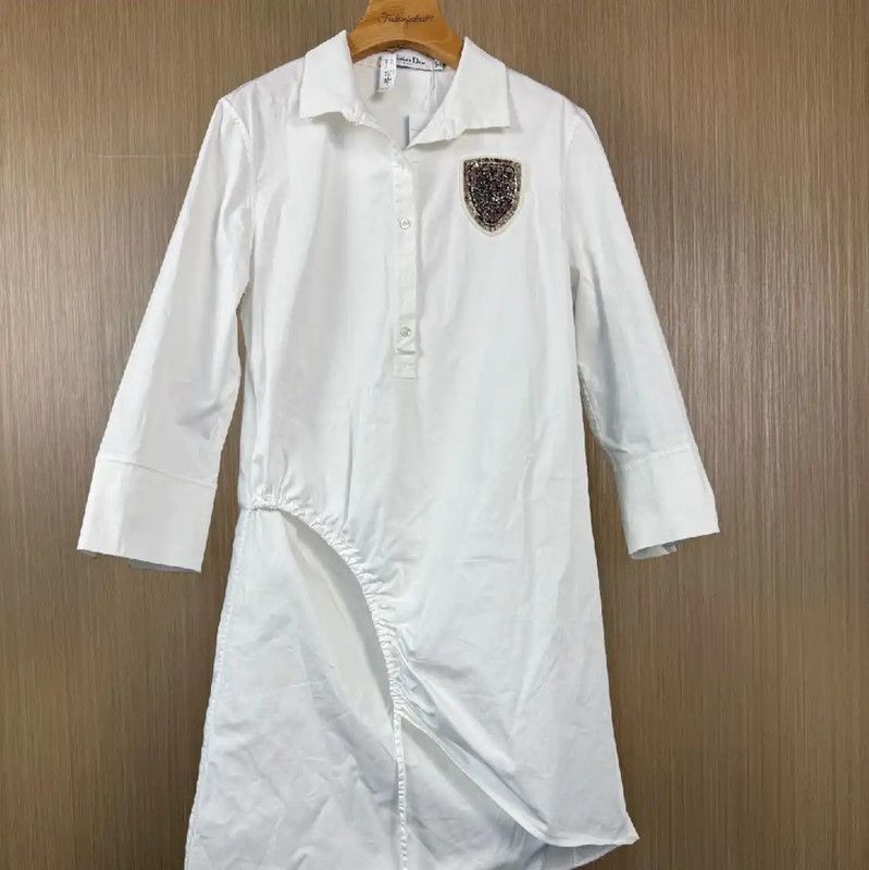 Dior Dior White Cotton Long Sleeve Shirt 0089 Size L / US 10 / IT 46 - 1 Thumbnail