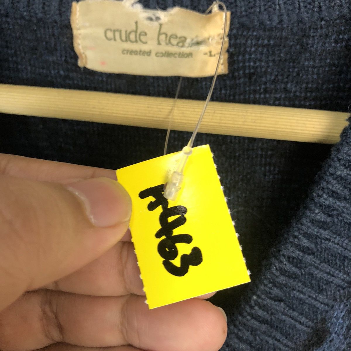 Vintage Crude Hea Dark Blue art Knitwear #A463 Size US M / EU 48-50 / 2 - 9 Thumbnail