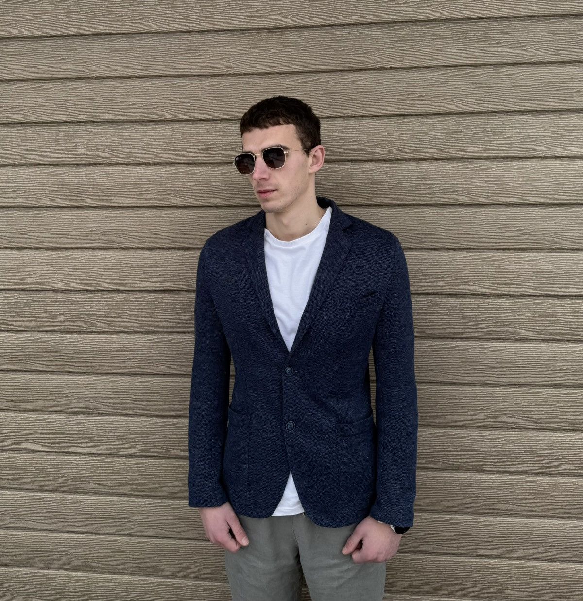 Circolo 1901 Circolo 1911 Men Linen Cotton Blazer EU48 Navy Slim Jacket Size 38R - 1 Thumbnail