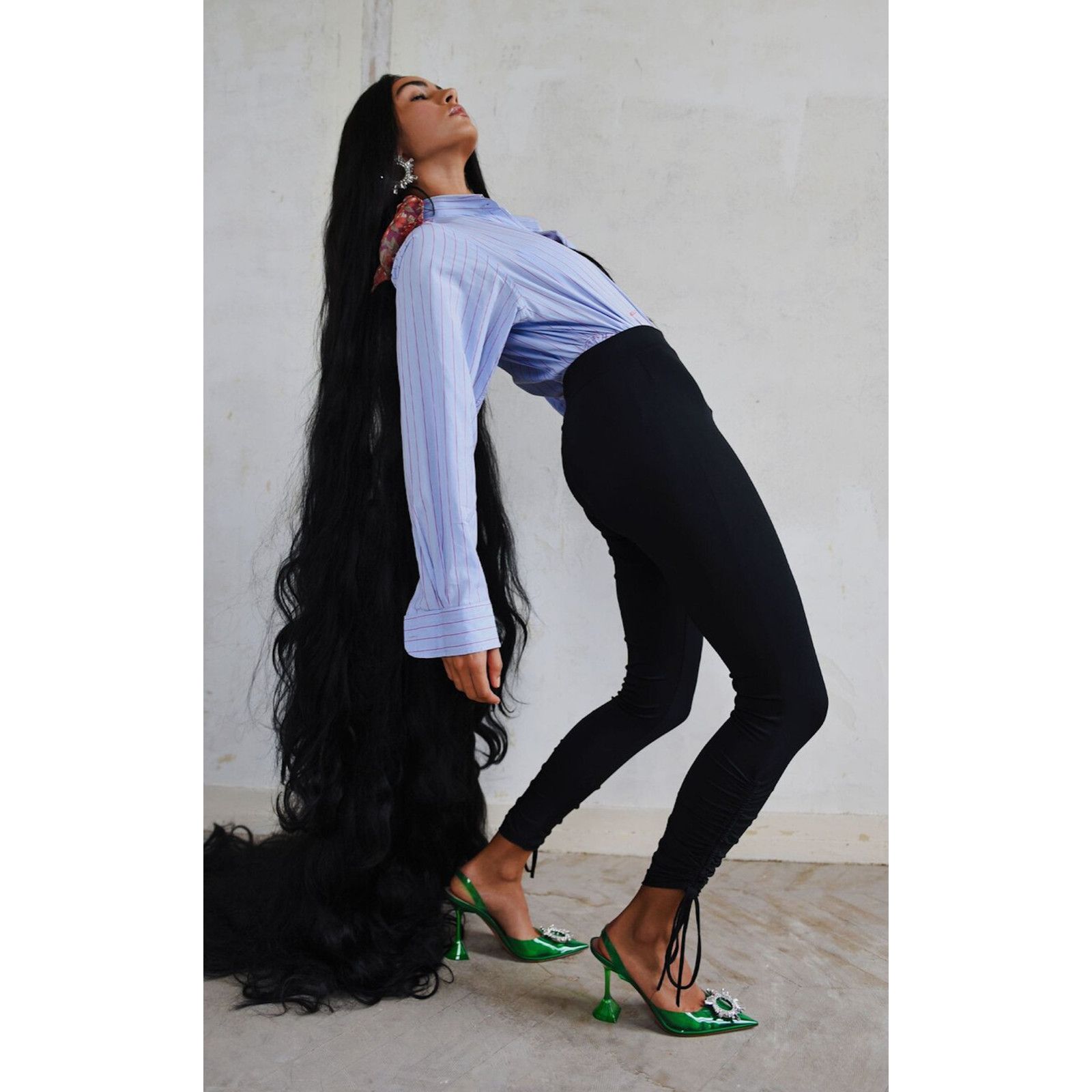Amina Muaddi Amina Muaddi 95 Begum Glass PVC Green Clear Sling Size US 6.5 / IT 36.5 - 3 Thumbnail