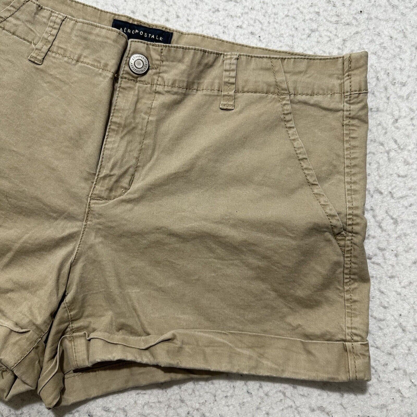 Aeropostale Aeropostale 12 Flat Front Chino Shorts Khaki Brown 3" Inseam Size 34" / US 12 / IT 48 - 3 Thumbnail