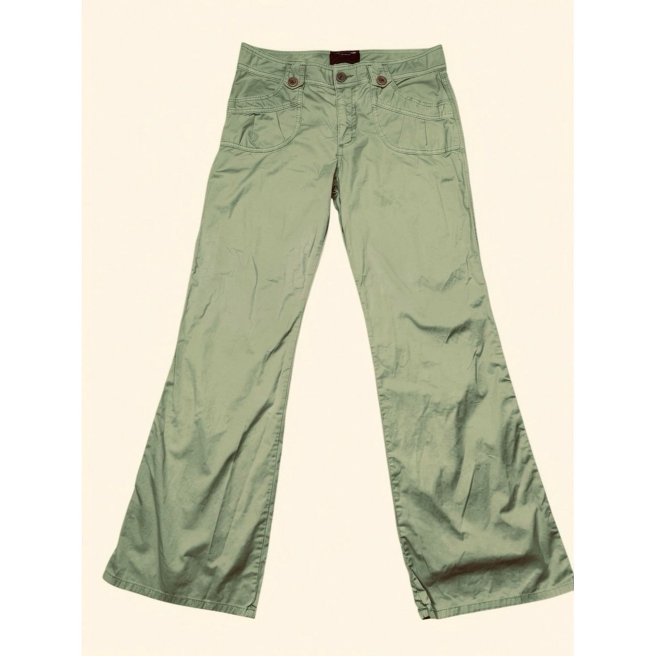 Sanctuary Sanctuary Olive Green Bootcut Lightweight Cotton Pants Size Size 32" / US 10 / IT 46 - 2 Thumbnail