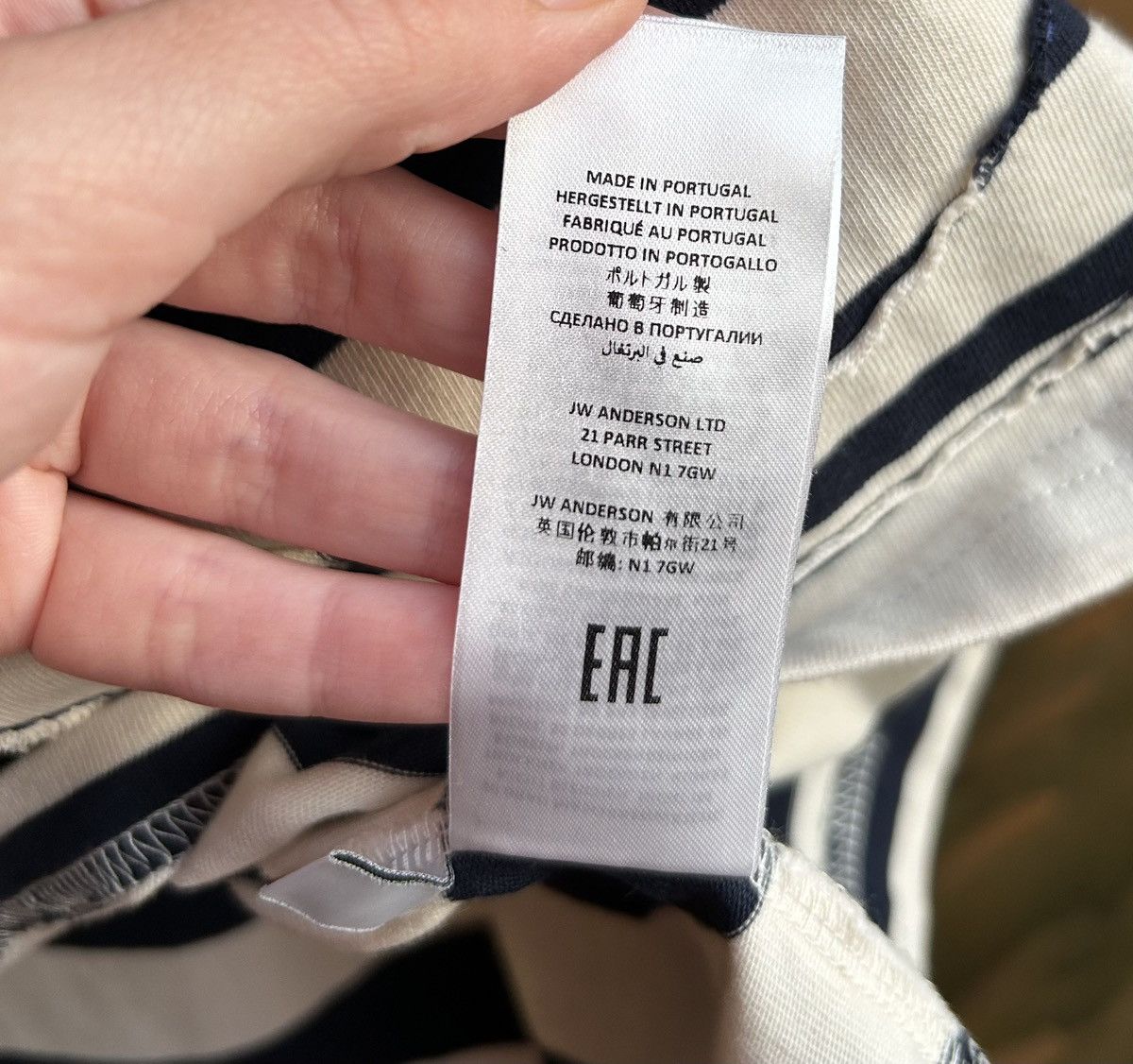 JW Anderson JW Anderson Navy/Off-White Oversize Anchor Striped Tee Size US L / EU 52-54 / 3 - 7 Thumbnail