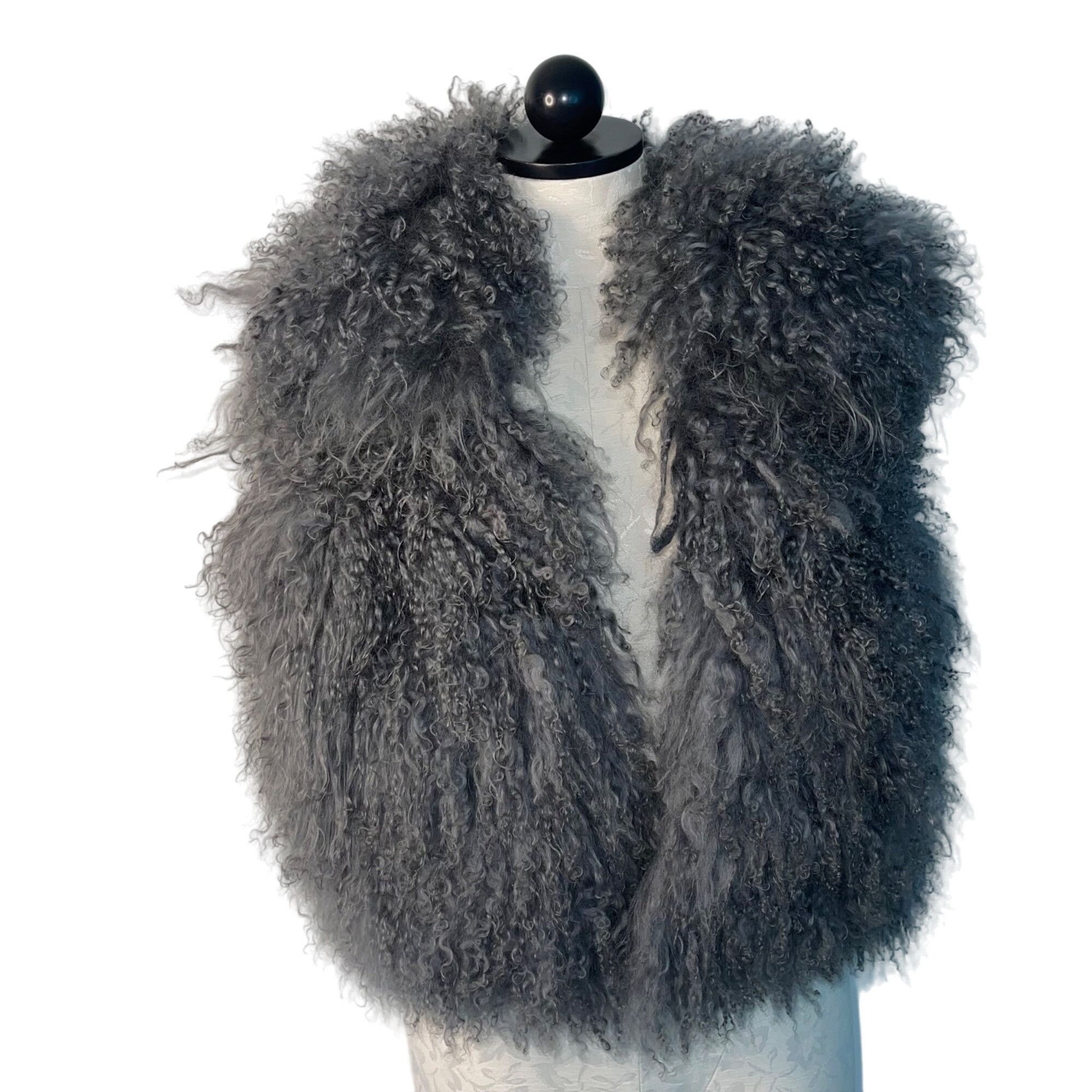 image of Michael Kors Womens Vest Size Small Gray Pure Real Mongolian in Grey
