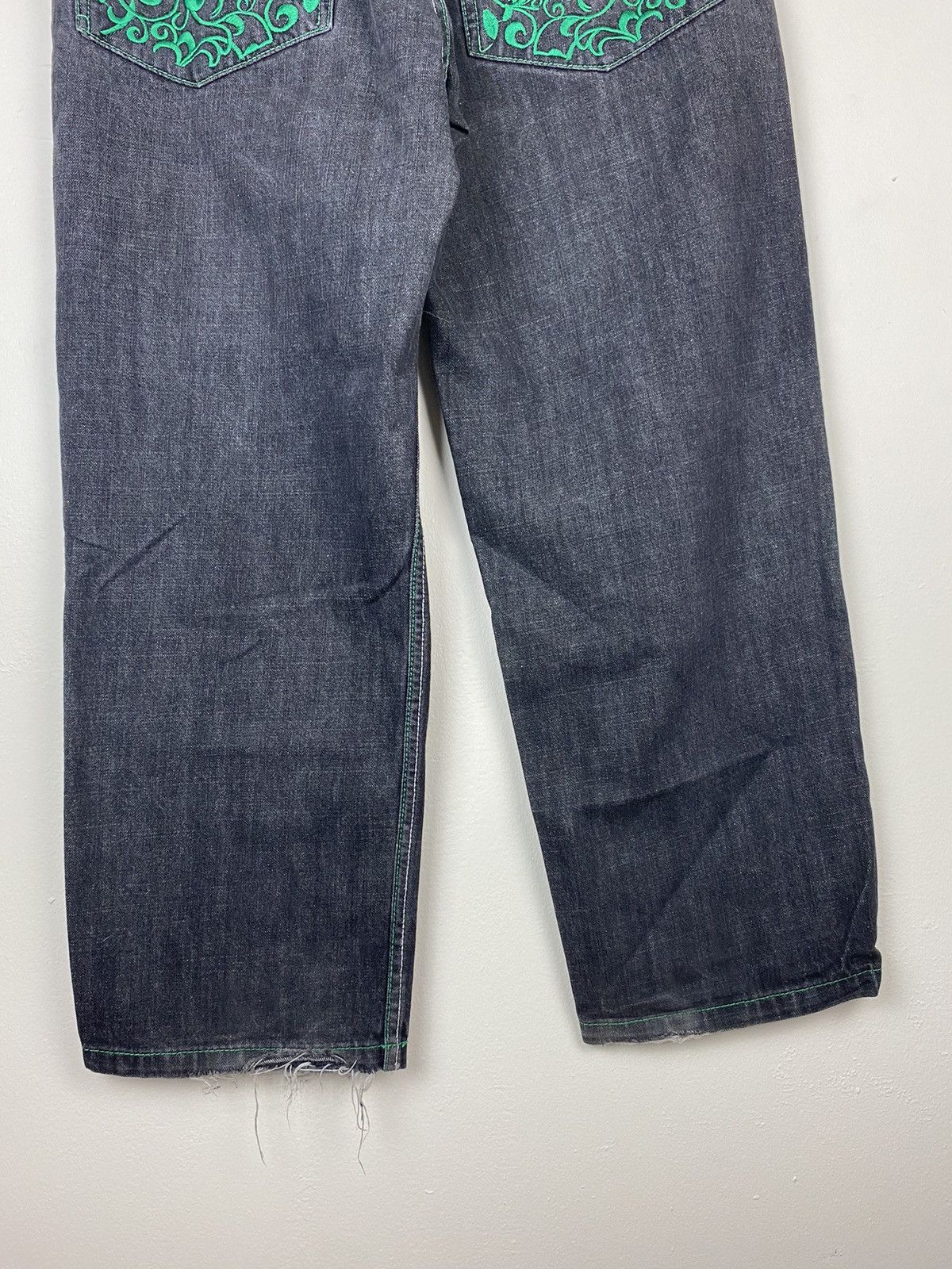 Vintage Fame Baggy Denim Jeans Embroidered Pocket Raw Jeans y2k Size US 34 / EU 50 - 6 Thumbnail