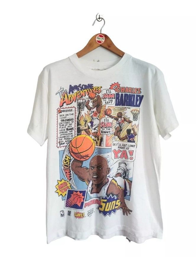 image of NBA x Salem Vintage Charles Barkley Salem Comic Series T-Shirt in White, Men's (Size Large)