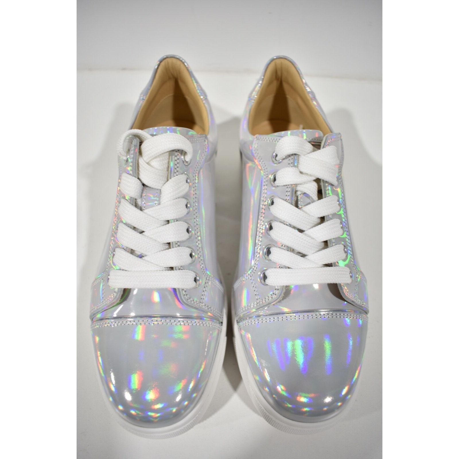Christian Louboutin Vieira Flat Bianco White Patent Psychic Low Top Sneaker 37 Size US 7 / IT 37 - 5 Thumbnail