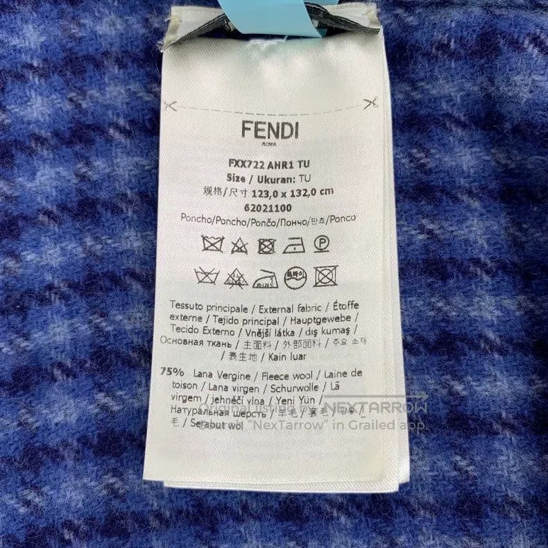 Fendi Fendi size 123*132cm Blue Letter Printed Plaid Hooded Wool Size M / US 6-8 / IT 42-44 - 6 Thumbnail