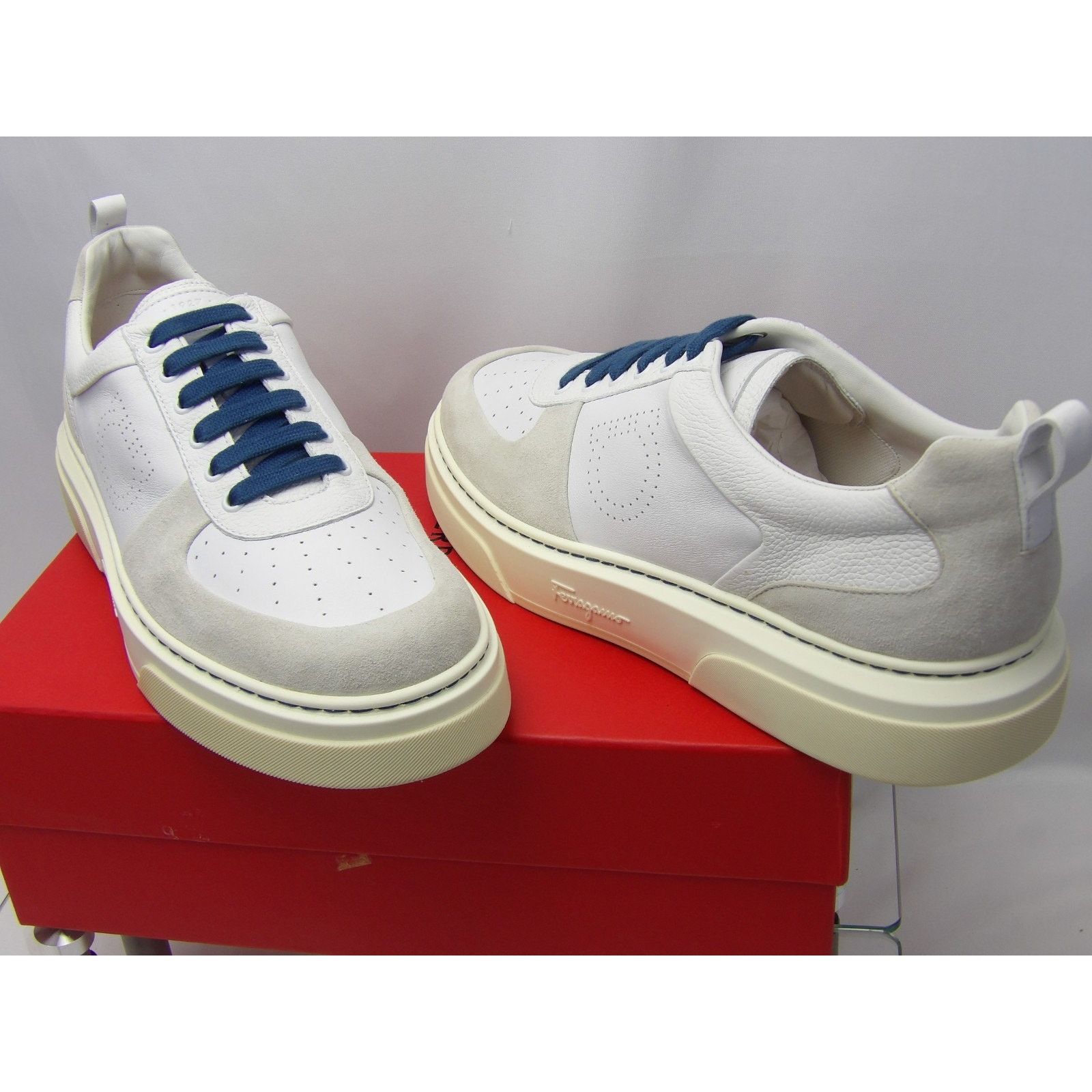 Salvatore Ferragamo FERRAGAMO CASSINA WHITE LEATHER GANCINI LOGO SNEAKERS 11.5 Size US 12.5 / EU 45-46 - 9 Thumbnail