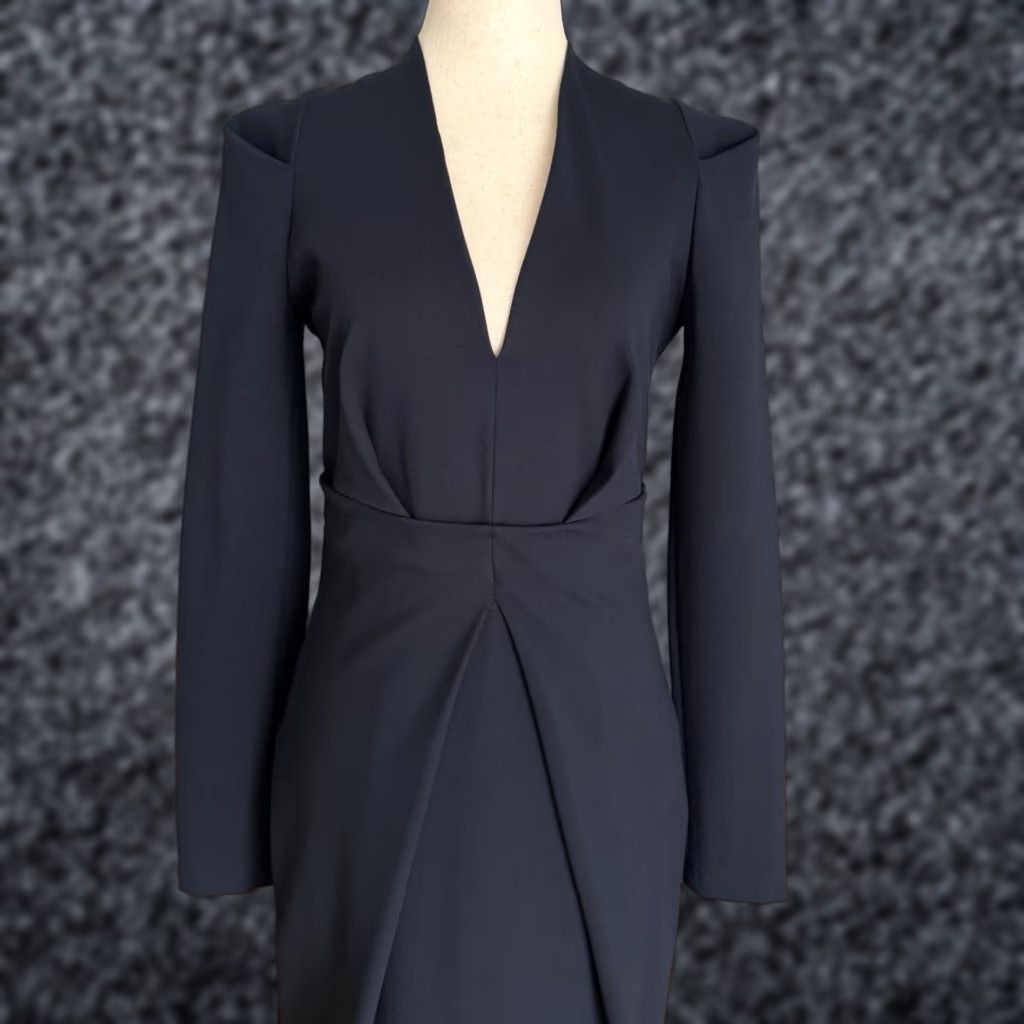 plein sud VINTAGE Plein Sud Jeanius Navy Blue Structured Sheath Dress Sz US 8 Womens Sleeveless V-Neck Knee Length Back Zip Size 30" / US 8 / IT 44 - 1 Thumbnail