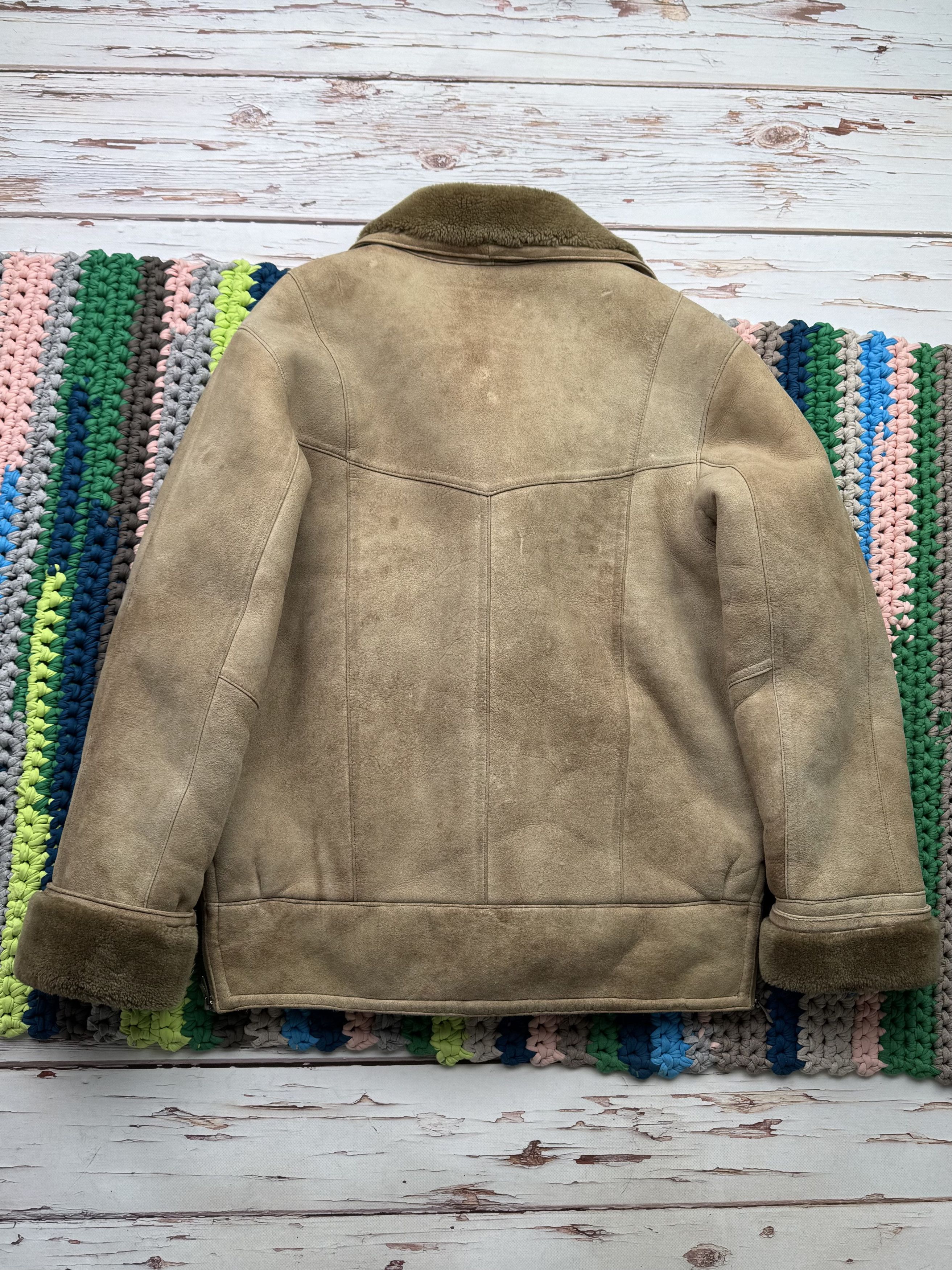 Japanese Brand Vintage Real Sheepskin Coat With Asymmetry Zip (ET1)(D15) Size US L / EU 52-54 / 3 - 13 Thumbnail