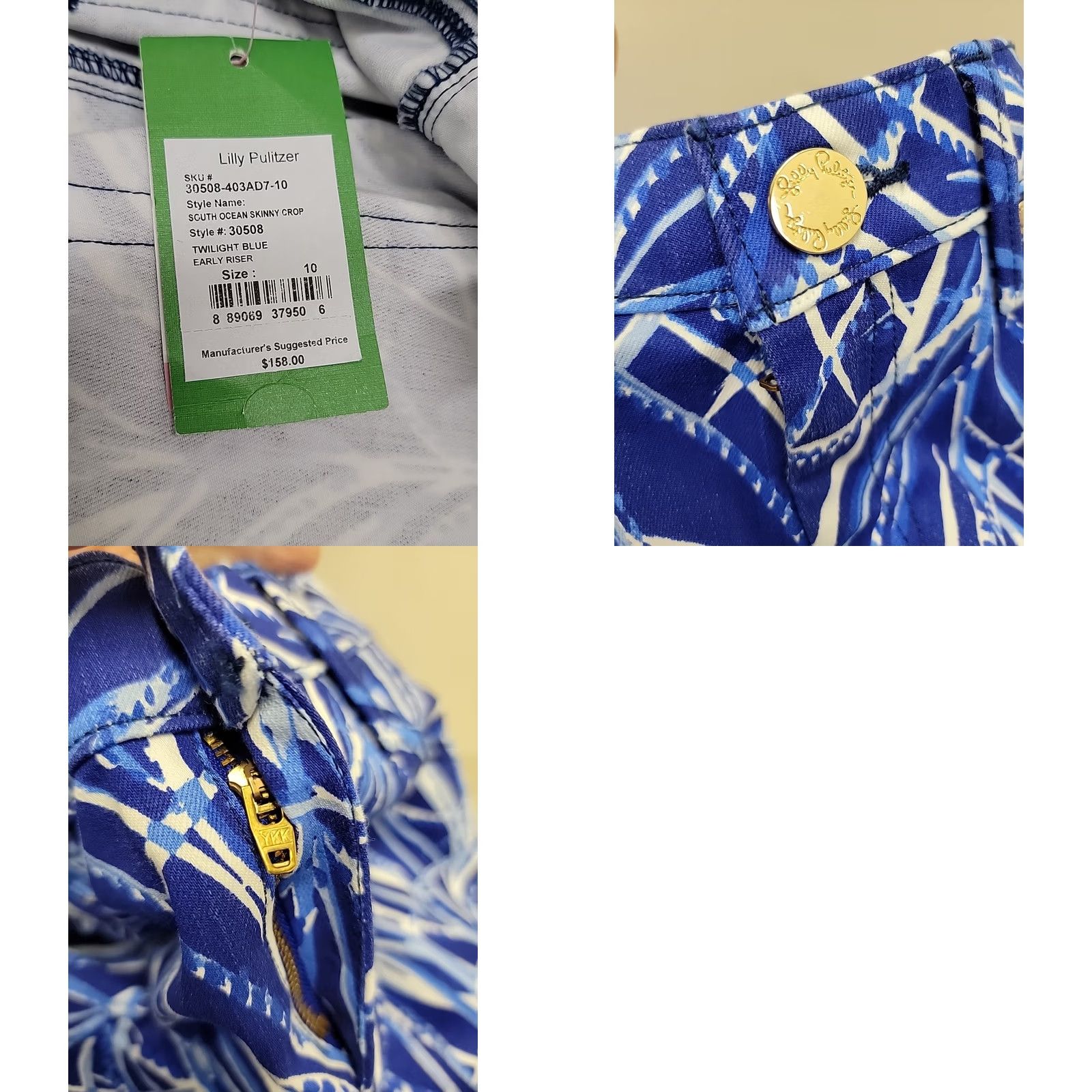 Lilly Pulitzer NWT Lilly Pulitzer Skinny Crop Pants Womens 10 Twilight Blue Size 32" / US 10 / IT 46 - 10 Thumbnail