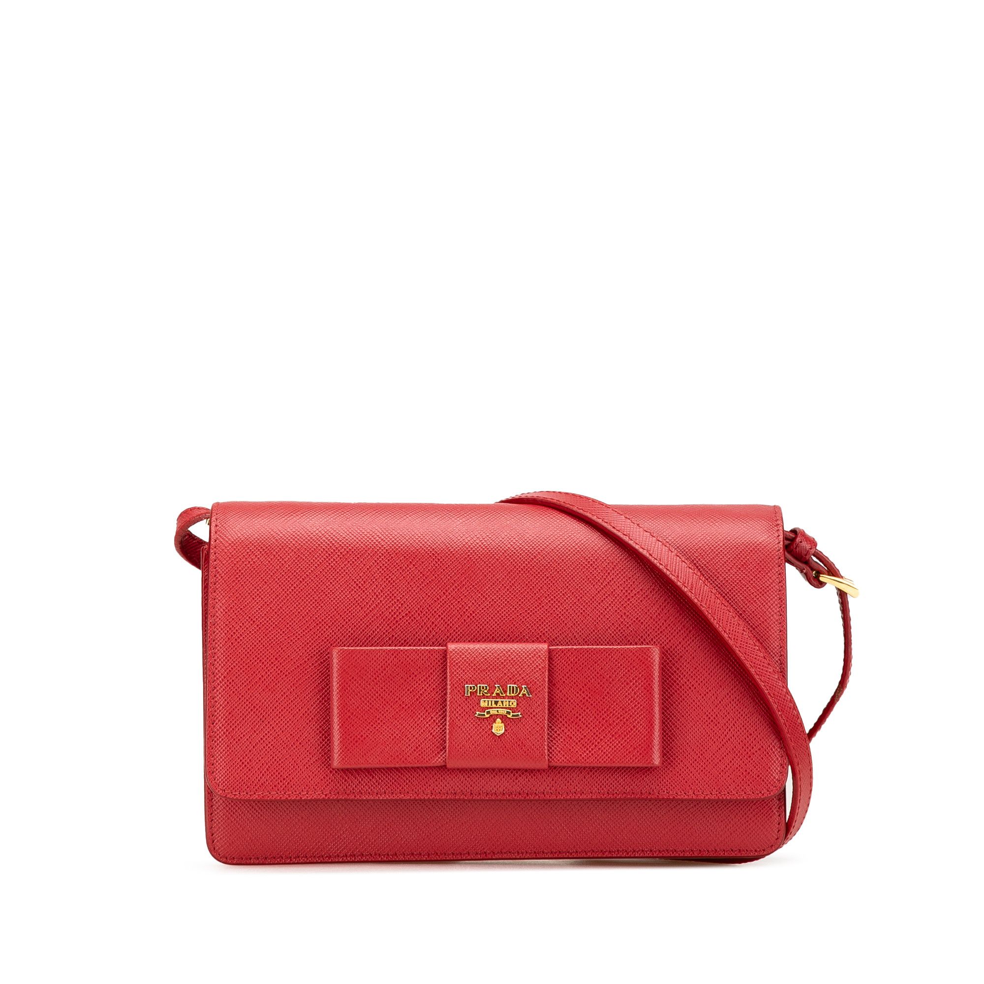 Prada Prada Saffiano Lux Bow Wallet On Strap Size ONE SIZE - 1 Thumbnail