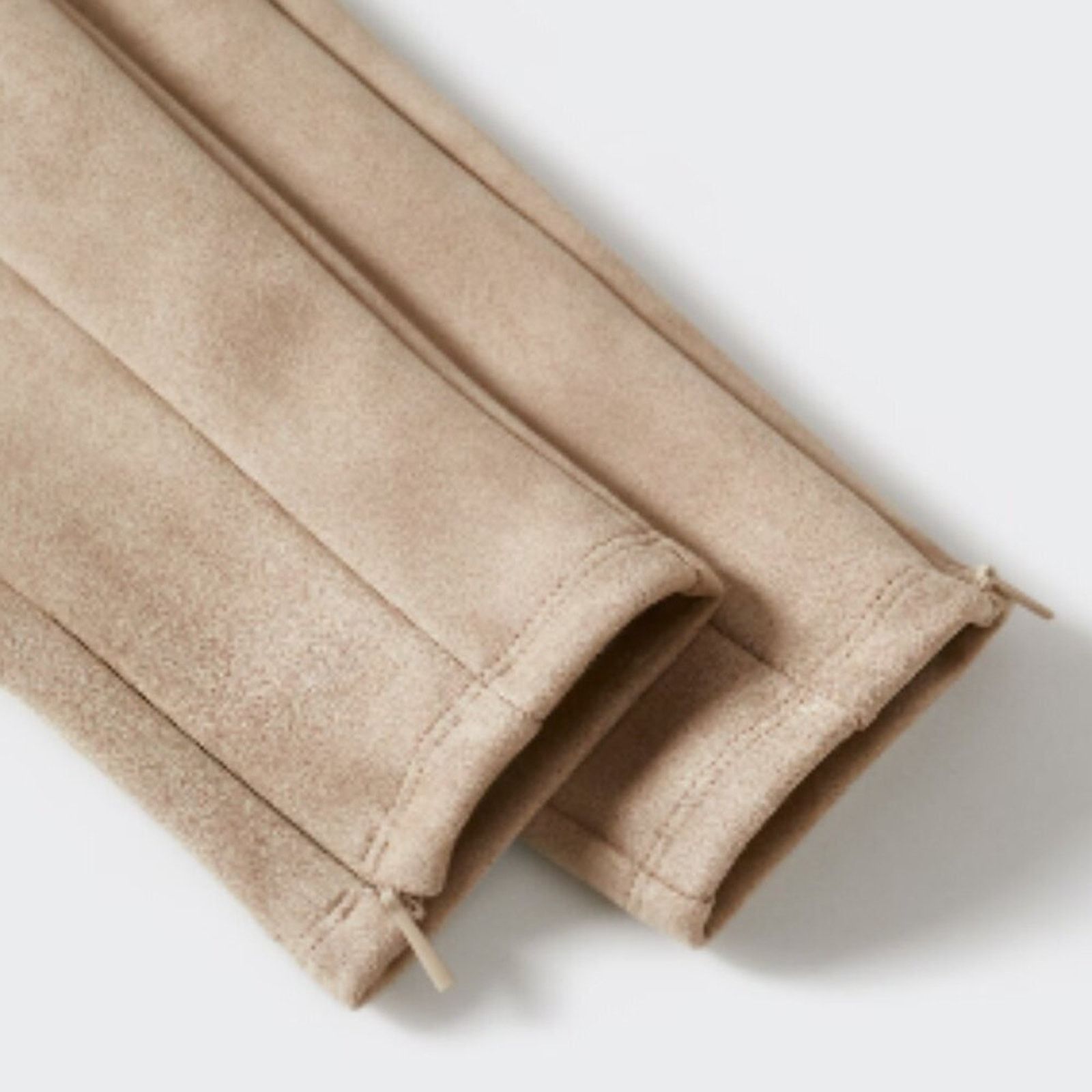 Mango Mango Suede Leggings Beige Tan Pants NWT Extra Large XL Size 36" / US 14 / IT 50 - 7 Thumbnail