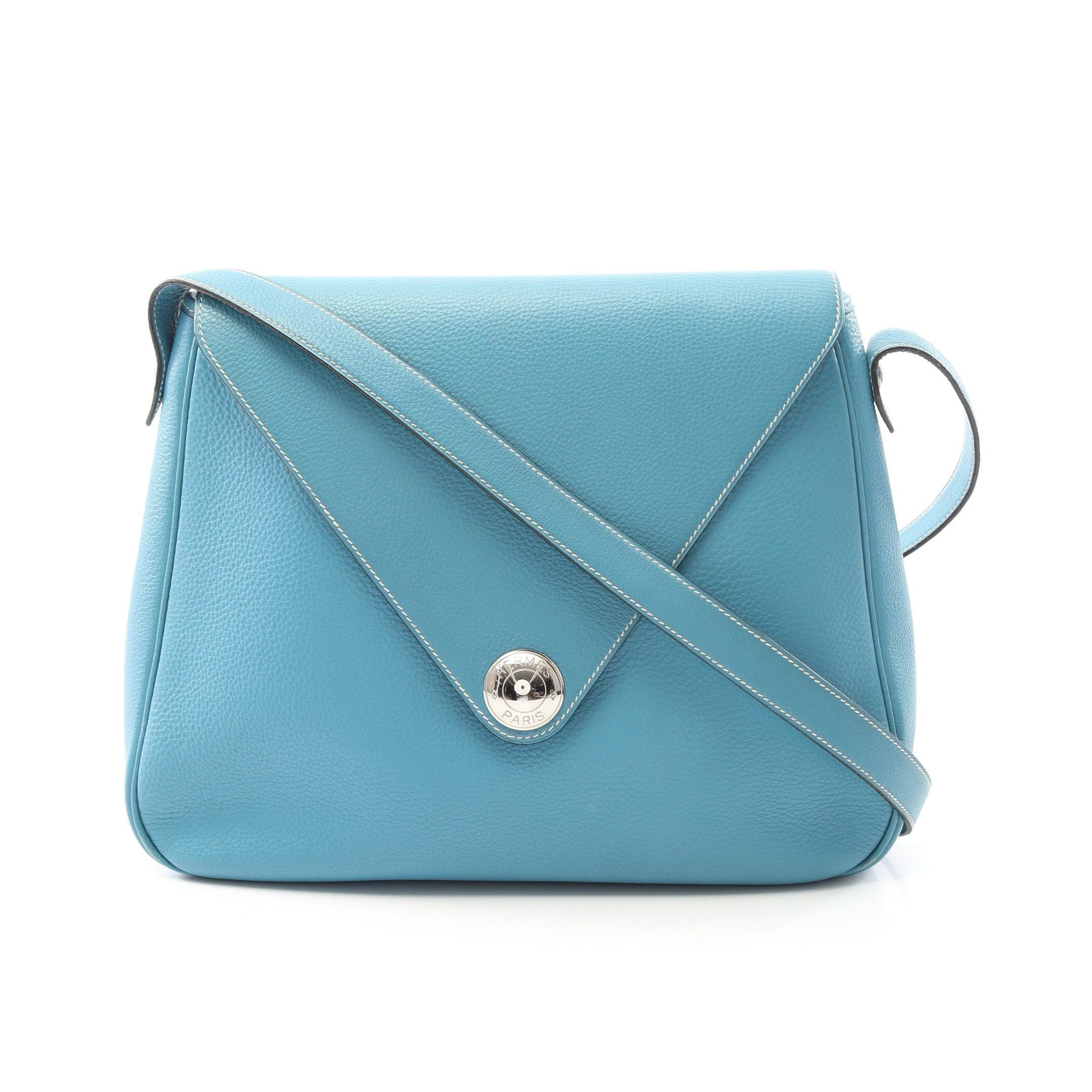Hermes Christine Blue Jean Shoulder Bag Clemence Leather Silver Hardware C Stamp, Women's