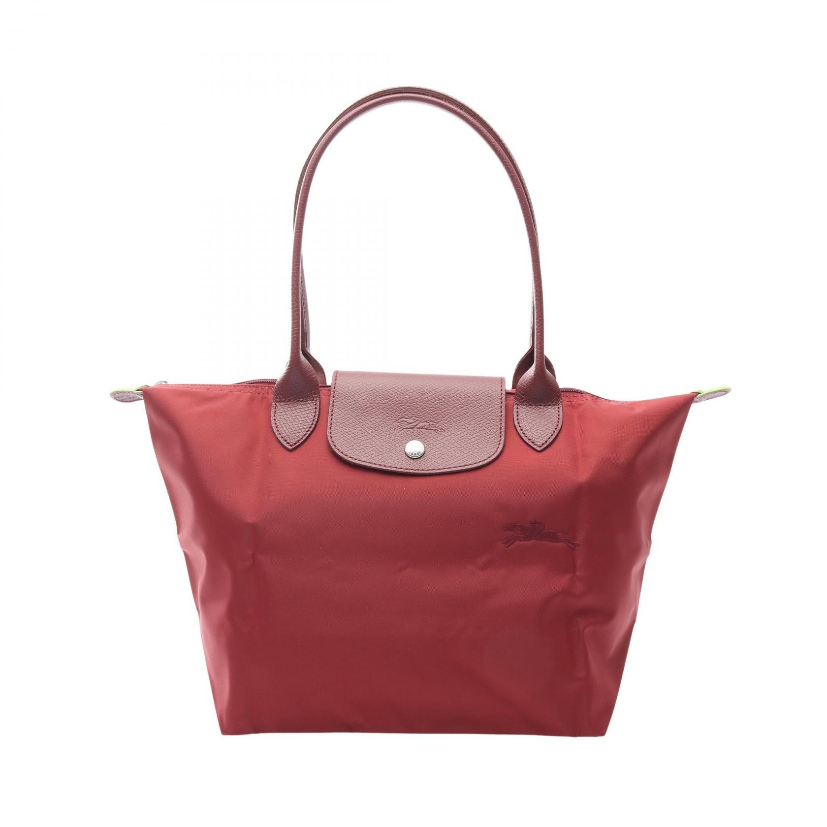Longchamp Longchamp Le Pliage Green Tote Bag Leather Tote Bag L2605919p98 Duty Free For Usa in Red, Women's