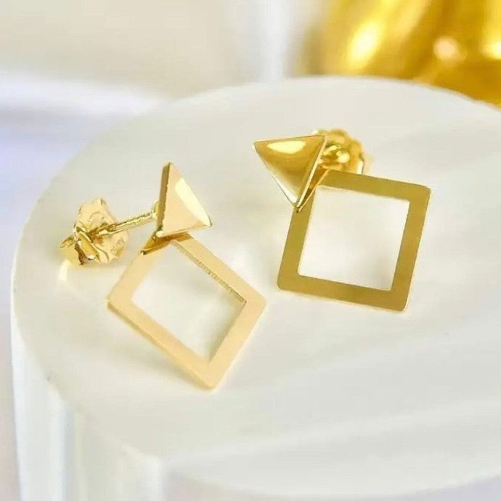 Other 18k Gold Geometric Stud Transformer Earrings Gold NWT Size ONE SIZE - 8 Thumbnail