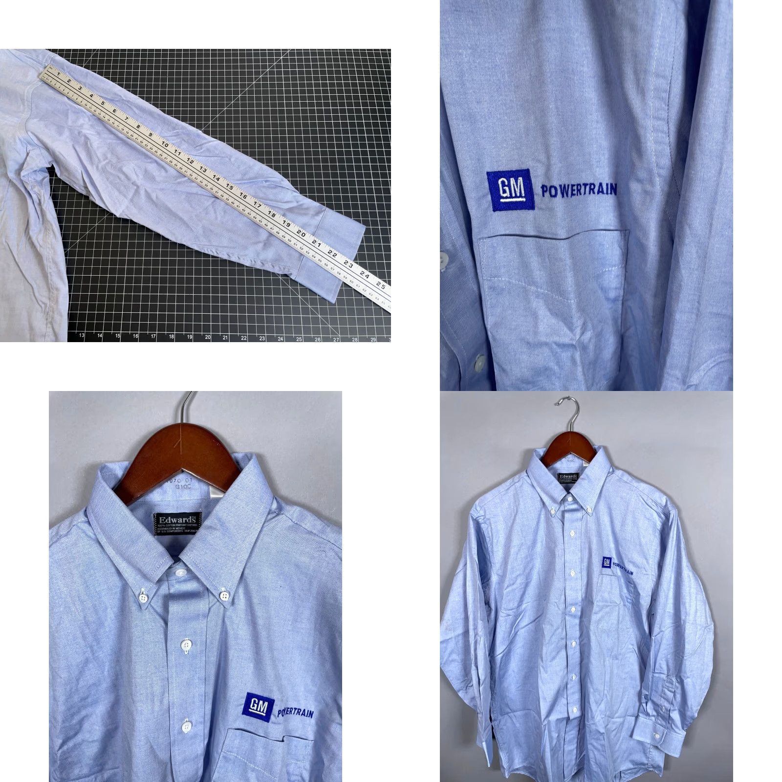 Vintage VINTAGE Edwards GM Powertrain Work Shirt Men Large Blue Oxford Embroidered 90s Grunge Heavyweight Size US L / EU 52-54 / 3 - 8 Thumbnail