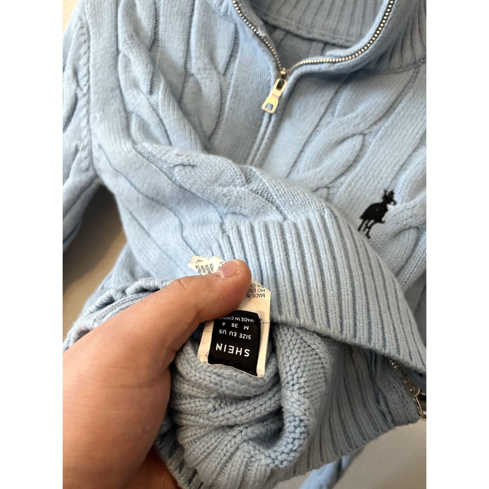 Shein SheIn Cable Knit Full Zip Sweater M Blue Womens Size M / US 6-8 / IT 42-44 - 4 Thumbnail