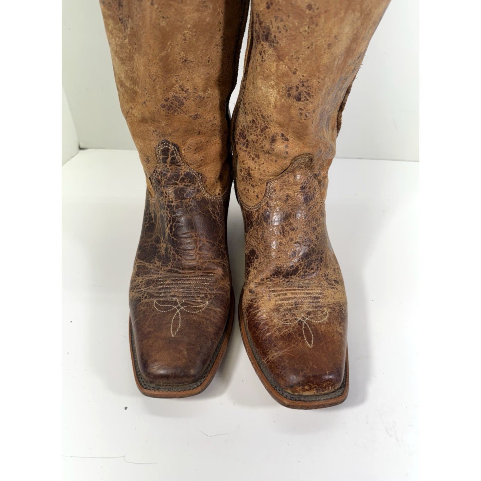 Justin Boots Justin Bent Rail Wildwood Boots Women 10 B Brown Leather Crackled Western BRL122 Size US 10 / IT 40 - 2 Thumbnail