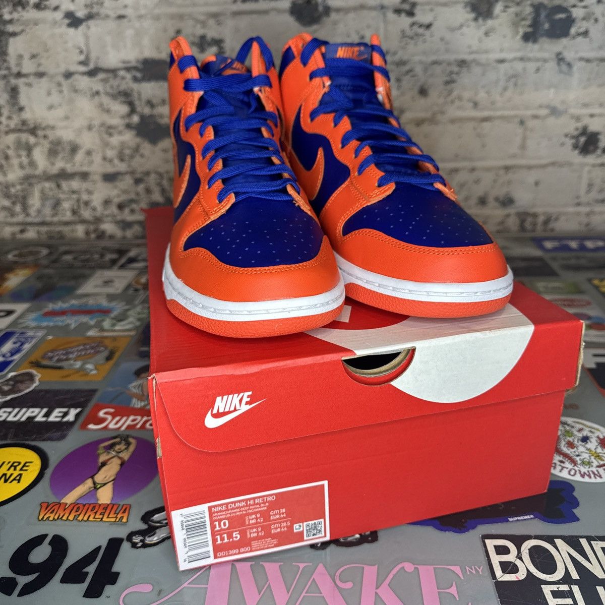 Nike Nike Dunk High Retro Knicks Size 10 Orange Deep Royal DS Size US 10 / EU 43 - 8 Thumbnail