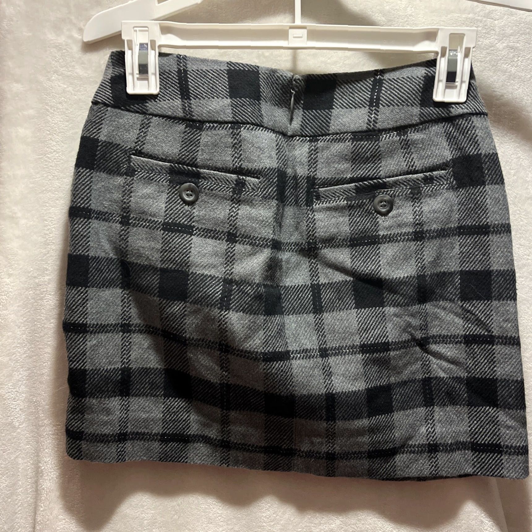 Gap VINTAGE Gap Women's Plaid Skirt 90s Short Mini Cotton Tweed Black Gray Size 0 Size 25" / US 0 / IT 36 - 3 Thumbnail