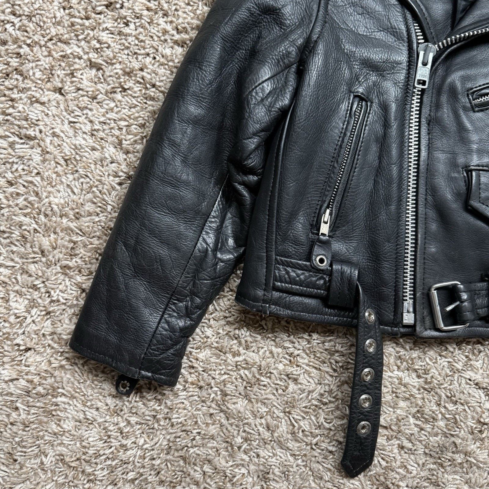 Vintage Vintage 90’s Black Leather Moto Biker Jacket Motorcycle Punk Size XXS / US 00 / IT 34 - 2 Thumbnail