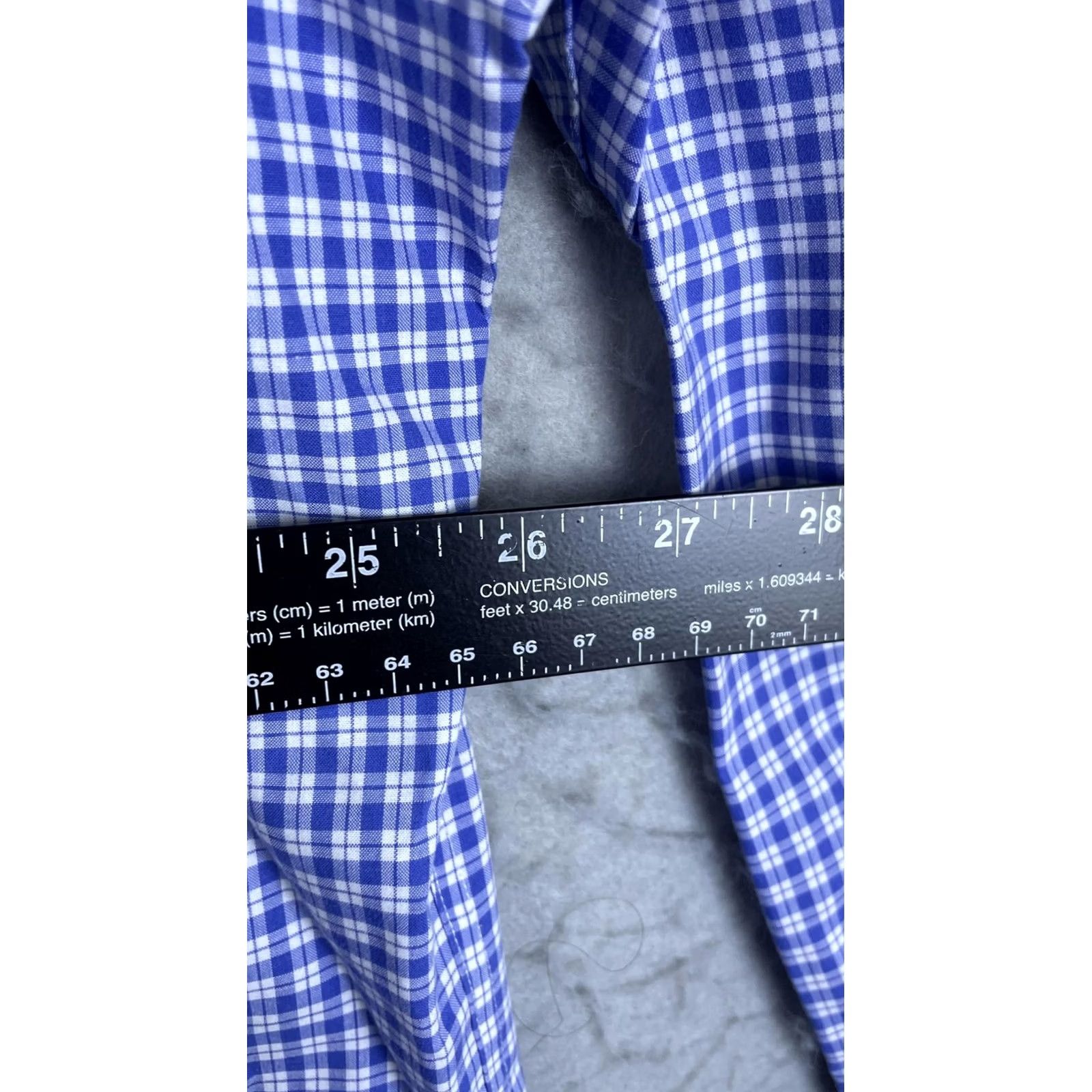 Ralph Lauren Lauren Ralph Lauren Shirt Mens 17.5 36/37 Blue Check Classic Fit Non Iron Dress Shirt Size 48R - 3 Thumbnail