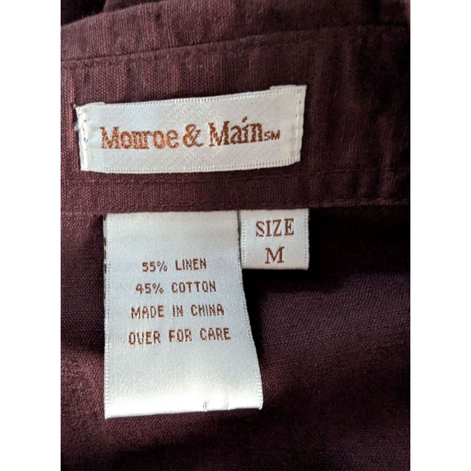 Vintage Monroe & Main Brown Sleeveless Linen Cotton Blend Top Women’s M Button-Up EUC Size M / US 6-8 / IT 42-44 - 5 Thumbnail