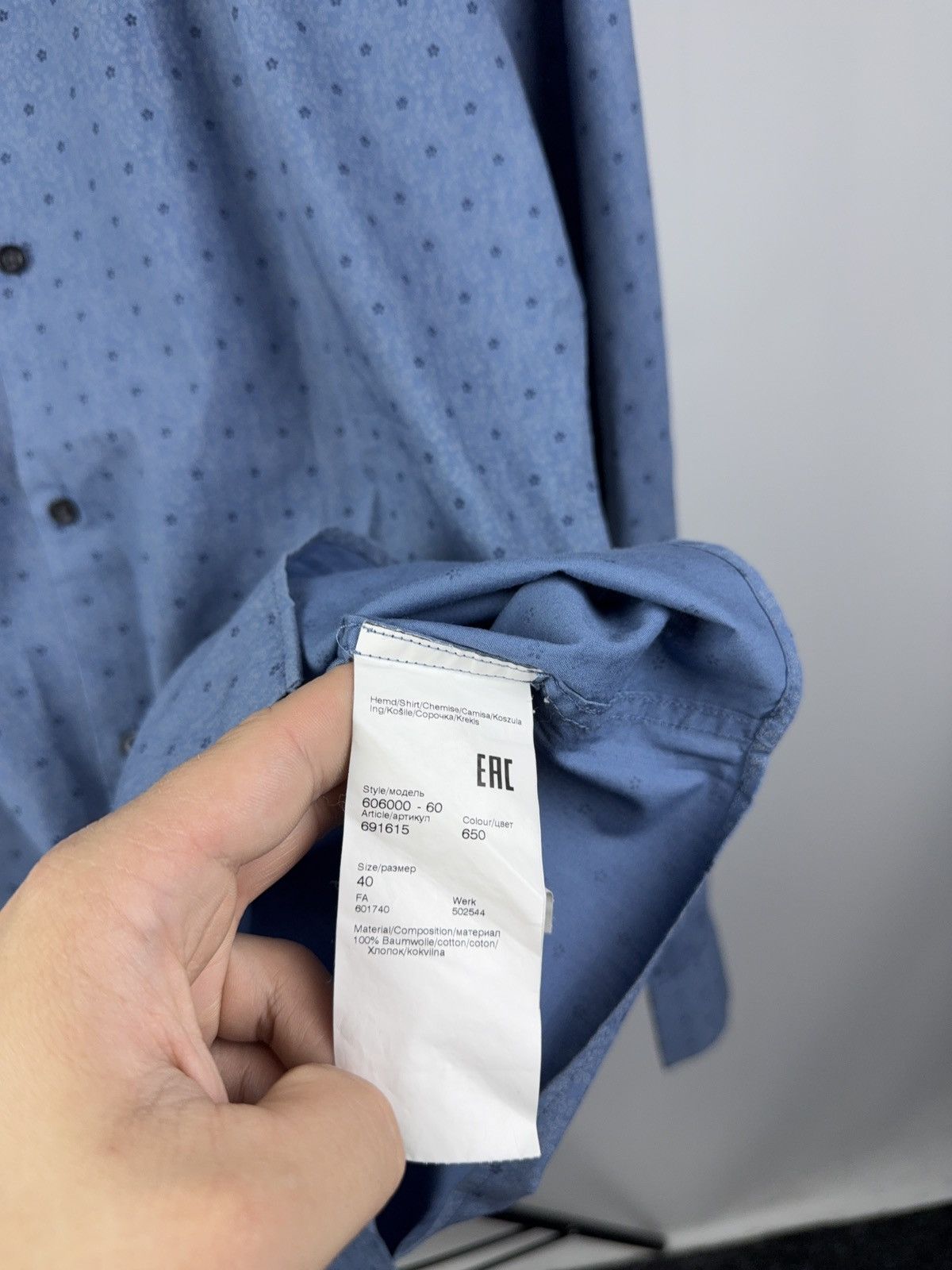 Karl Lagerfeld Karl Lagerfeld Blue Patterned Long Sleeve Shirt Size 40 / L Size US L / EU 52-54 / 3 - 4 Thumbnail
