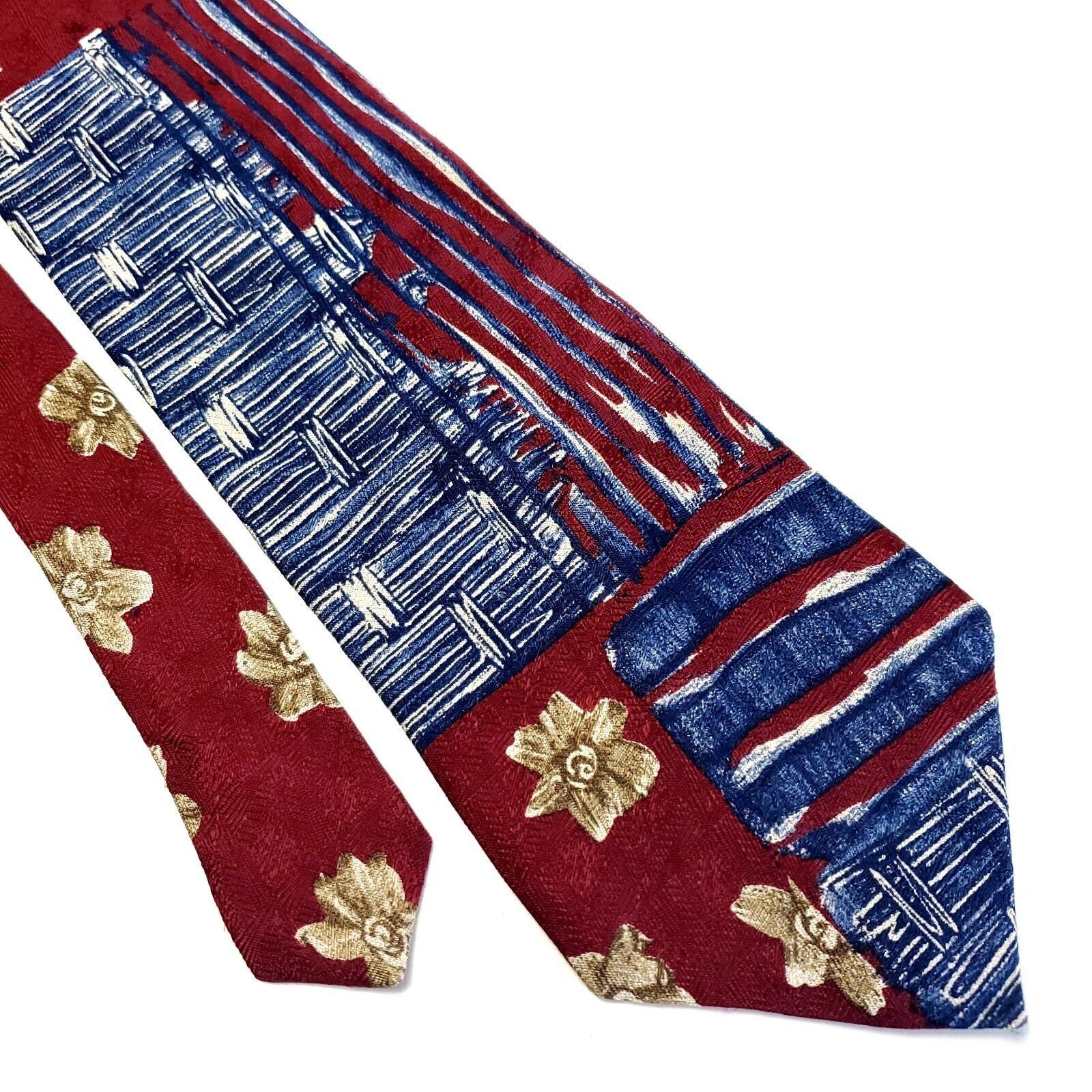 Designer Accents Isaac Zelcer Red Blue Abstract Floral Jaquard Print Size ONE SIZE - 1 Thumbnail