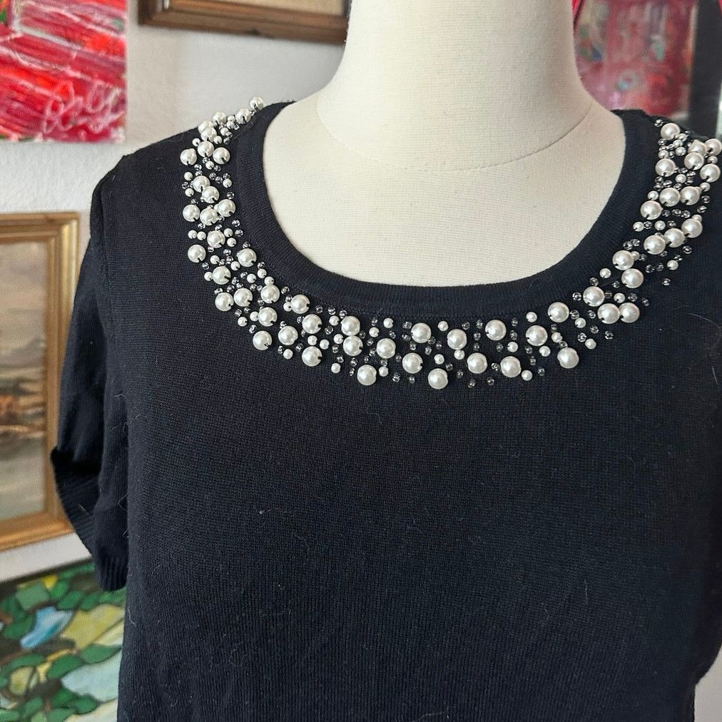 Other jaclyn smith black pearl beaded shirt Size S / US 4 / IT 40 - 2 Thumbnail