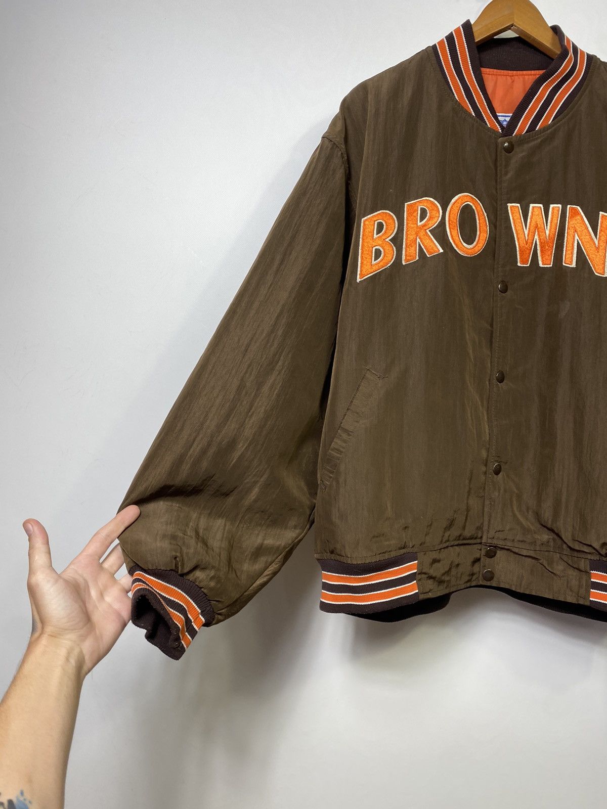 Pro Line × Starter × Vintage Vintage 90s Cleveland Browns Starter Satin Bomber Jacket Size US XXL / EU 58 / 5 - 4 Thumbnail