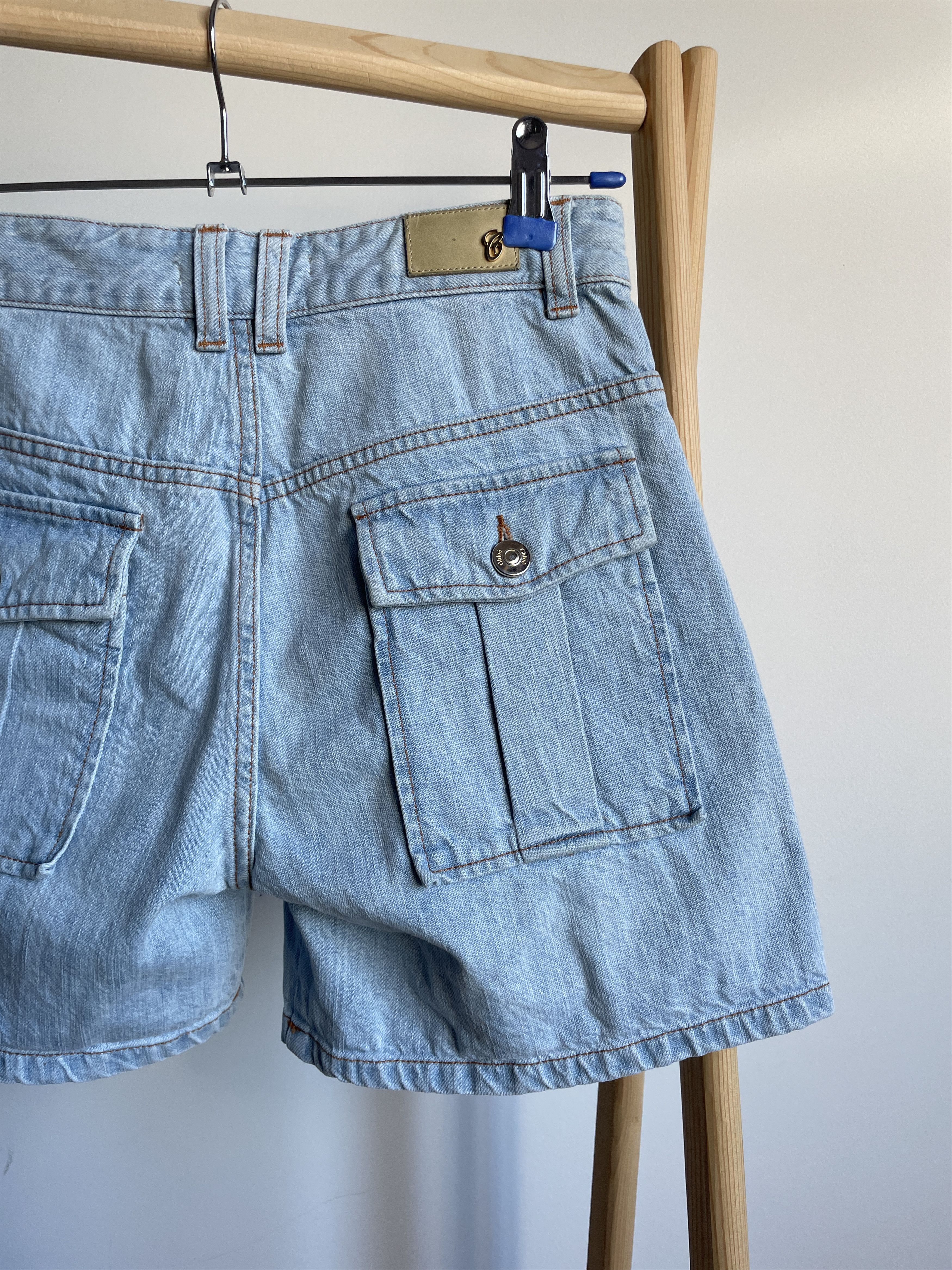 Chloe Chloe Bleu Delave Womens Denim Bermuda Shorts Size EUR 34 Size 24" / US 00 / IT 34 - 6 Thumbnail