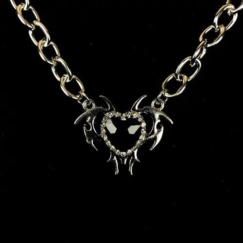 Jewelry Electro Chain Crystal Heart Abstract Necklace Pop Punk Size ONE SIZE - 2 Thumbnail