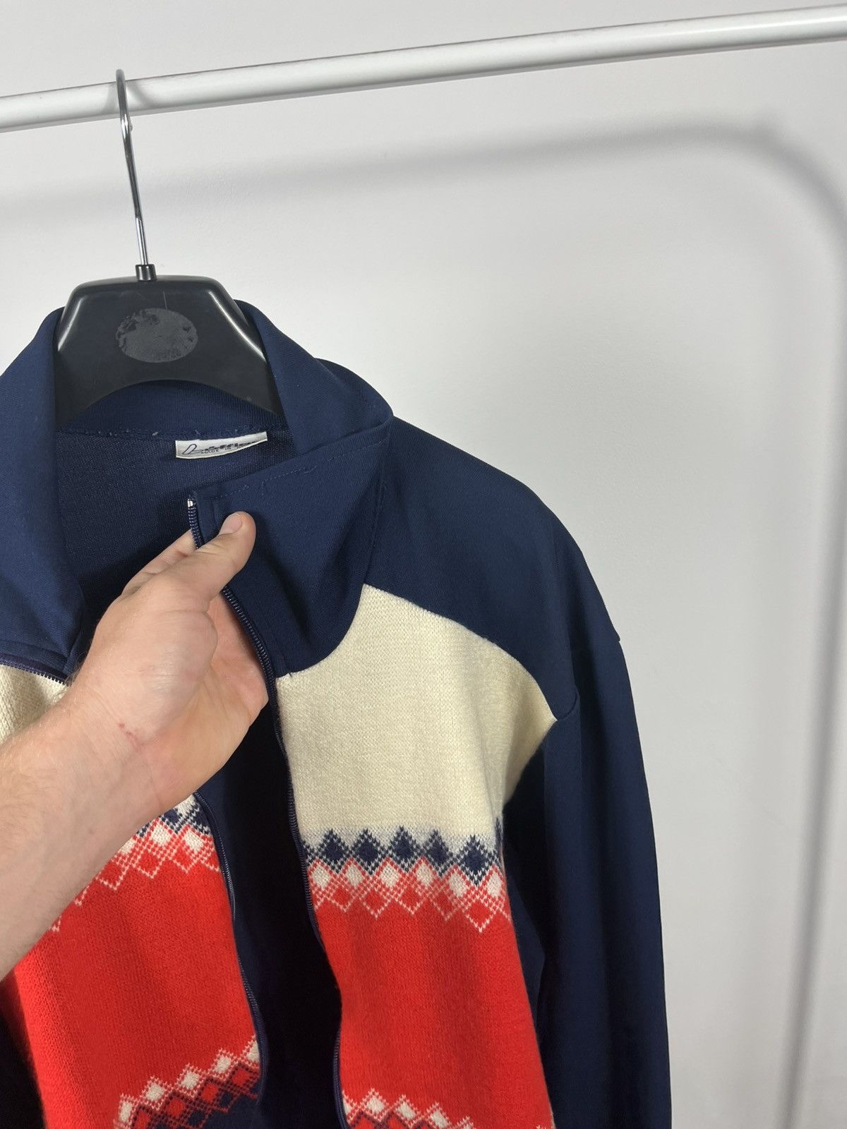 Other Vintage Loffler wool blend zip-up jacket navy red white Size US L / EU 52-54 / 3 - 9 Thumbnail