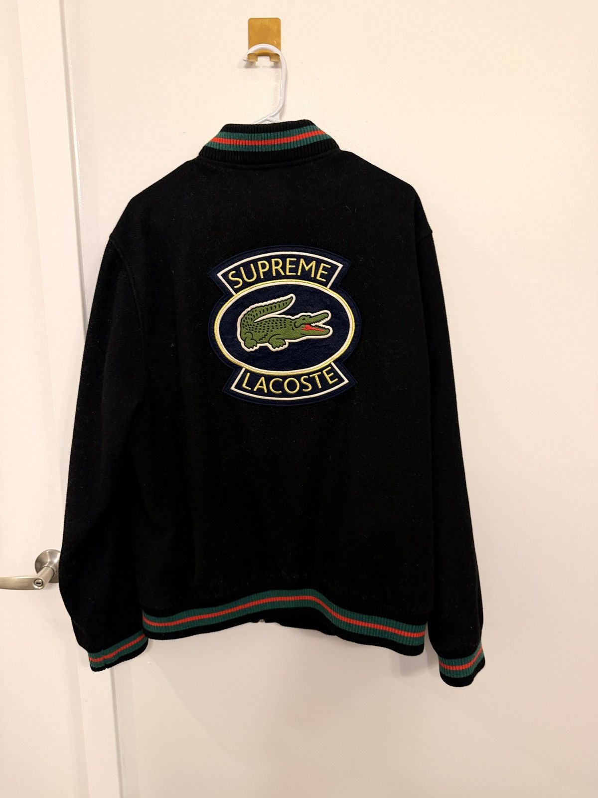 Supreme Supreme Lacoste Wool Varsity Jacket SS18J3 SS18 Size US L / EU 52-54 / 3 - 3 Thumbnail